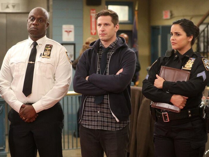 Braugher with Andy Samberg and Melissa Fumero in ‘Brooklyn Nine-Nine’