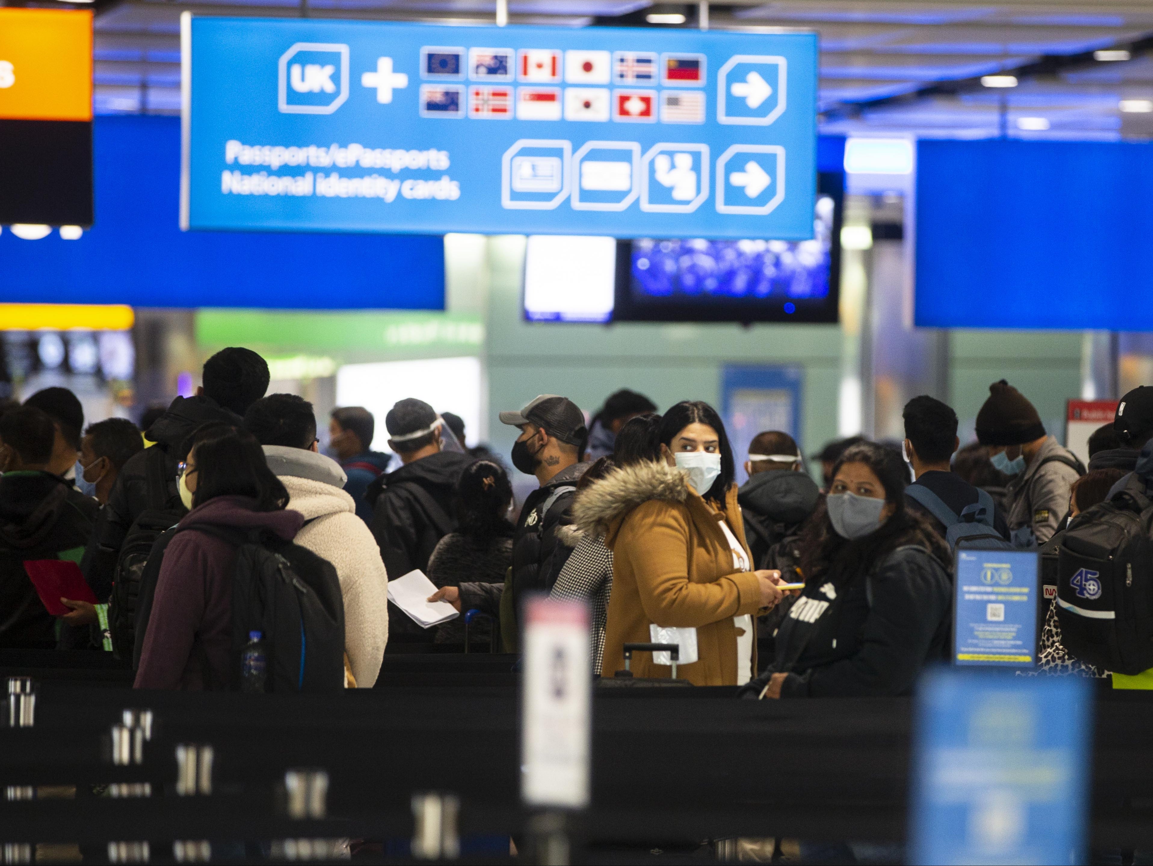 People were spotted queuing at UK border control