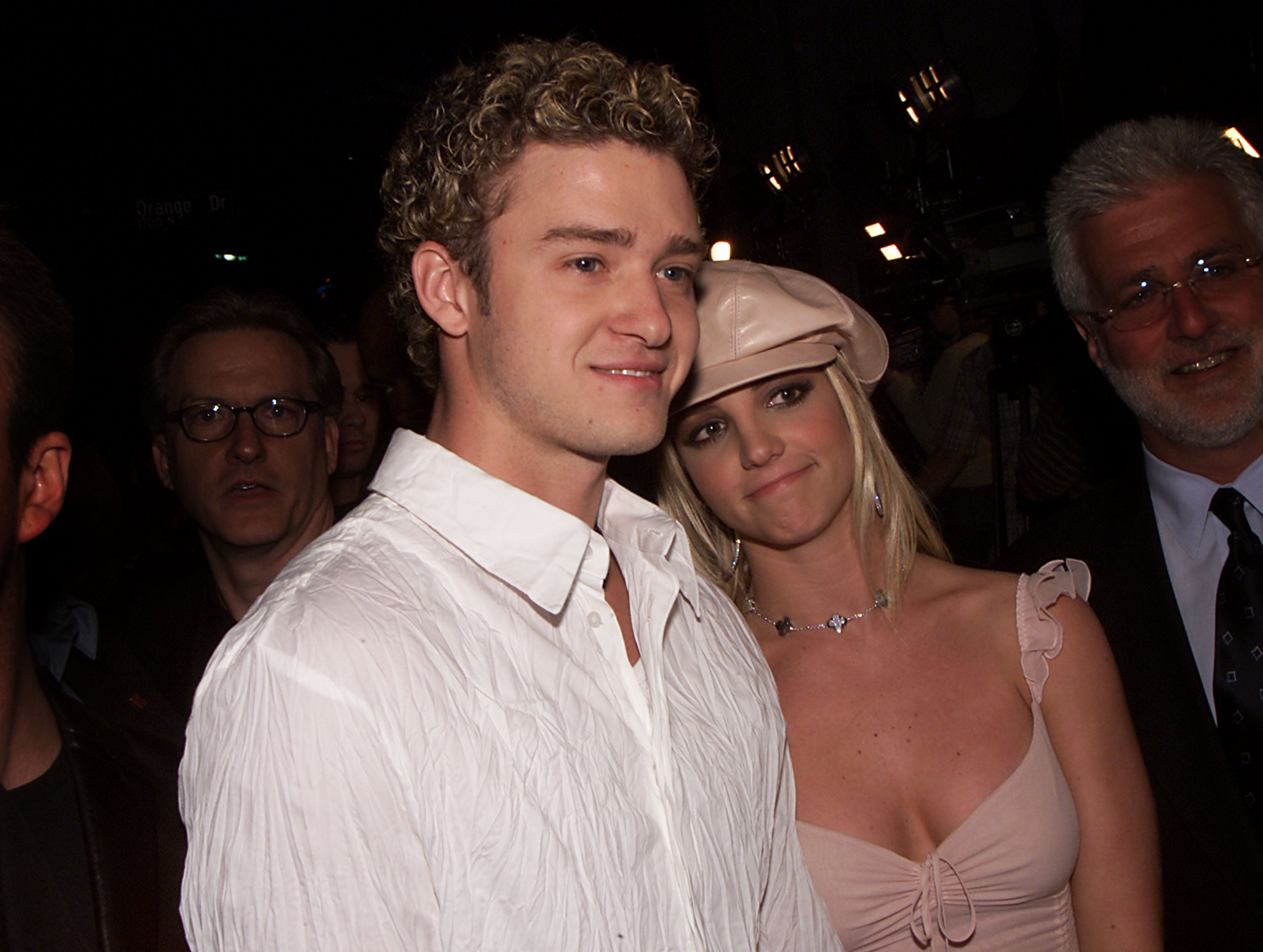 Britney Spears and Justin Timberlake at the premiere of her film Crossroads on 11 February 2002 in Hollywood, California