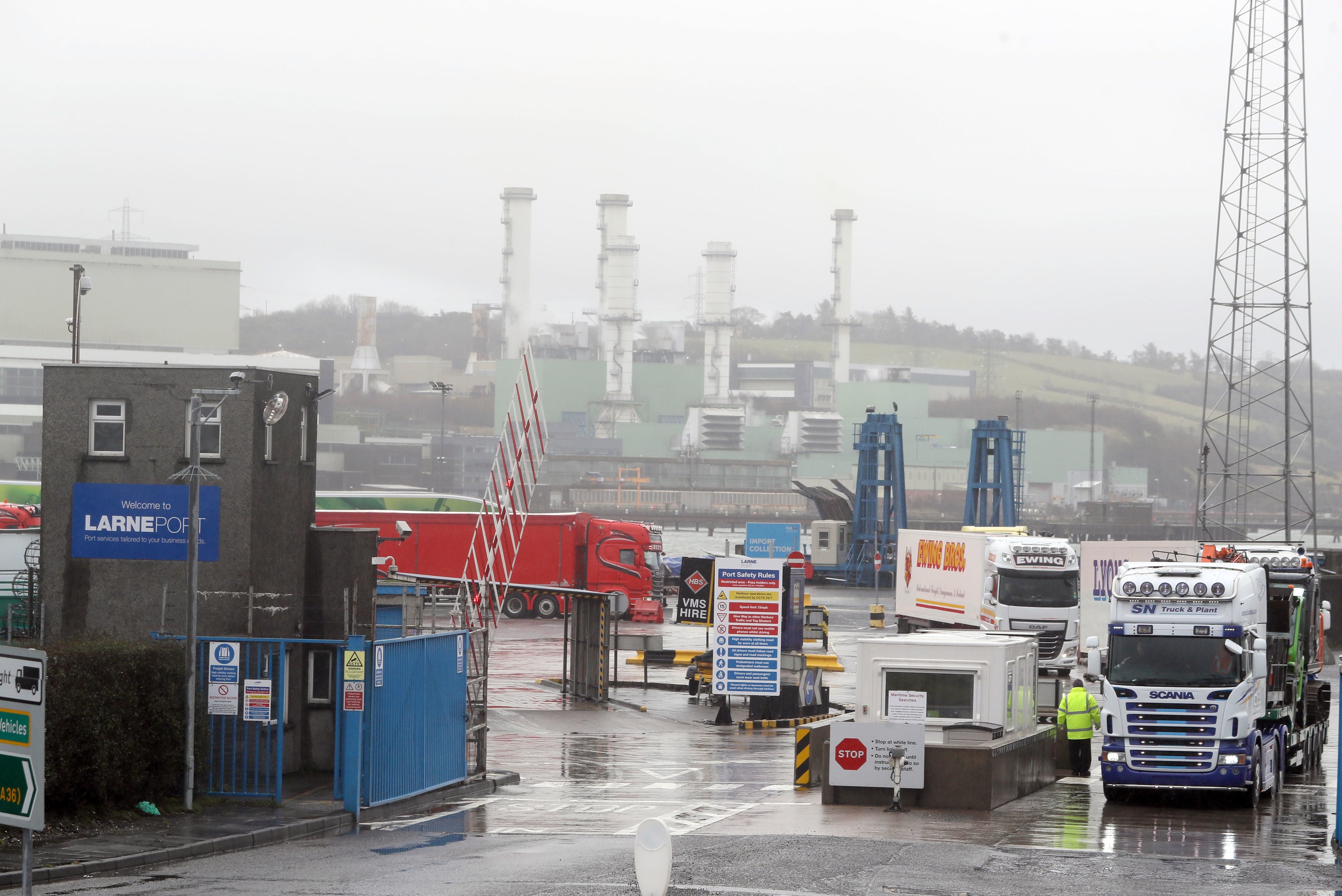 Trucks at Larne port in Northern Ireland