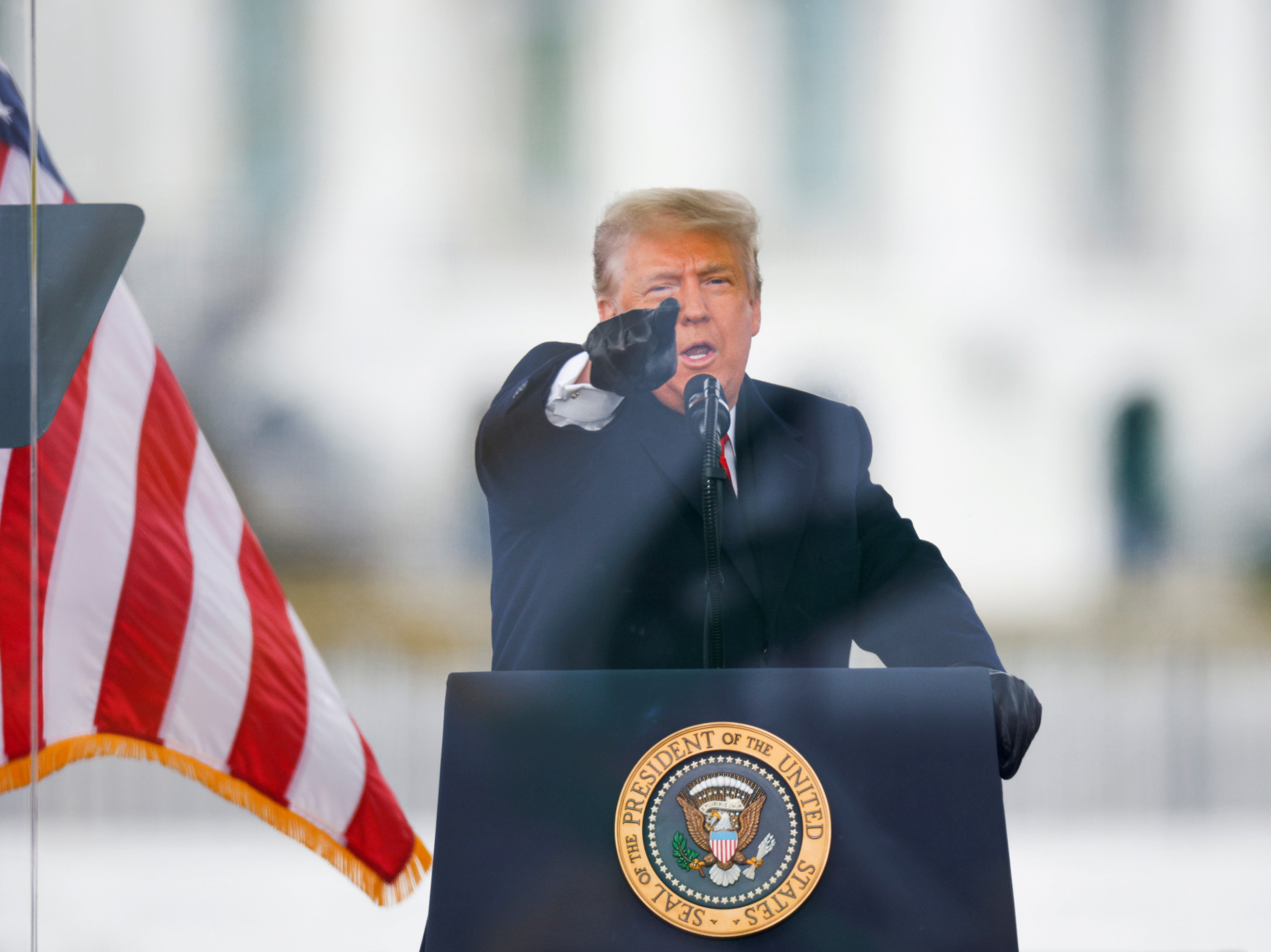 Former president Donald Trump during a rally to contest the certification of the 2020 presidential election