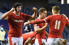 Louis Rees-Zammit inspires Wales to spectacular comeback against 14-man Scotland