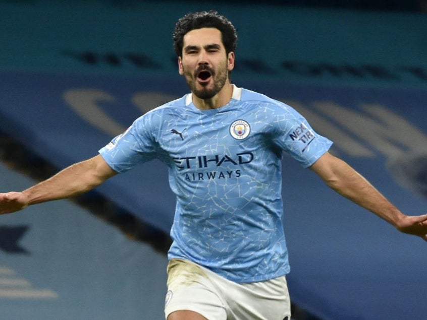 Ilkay Gundogan celebrates scoring