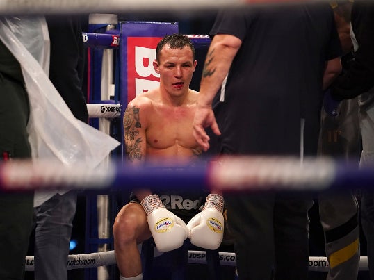 Josh Warrington reacts after his shock defeat