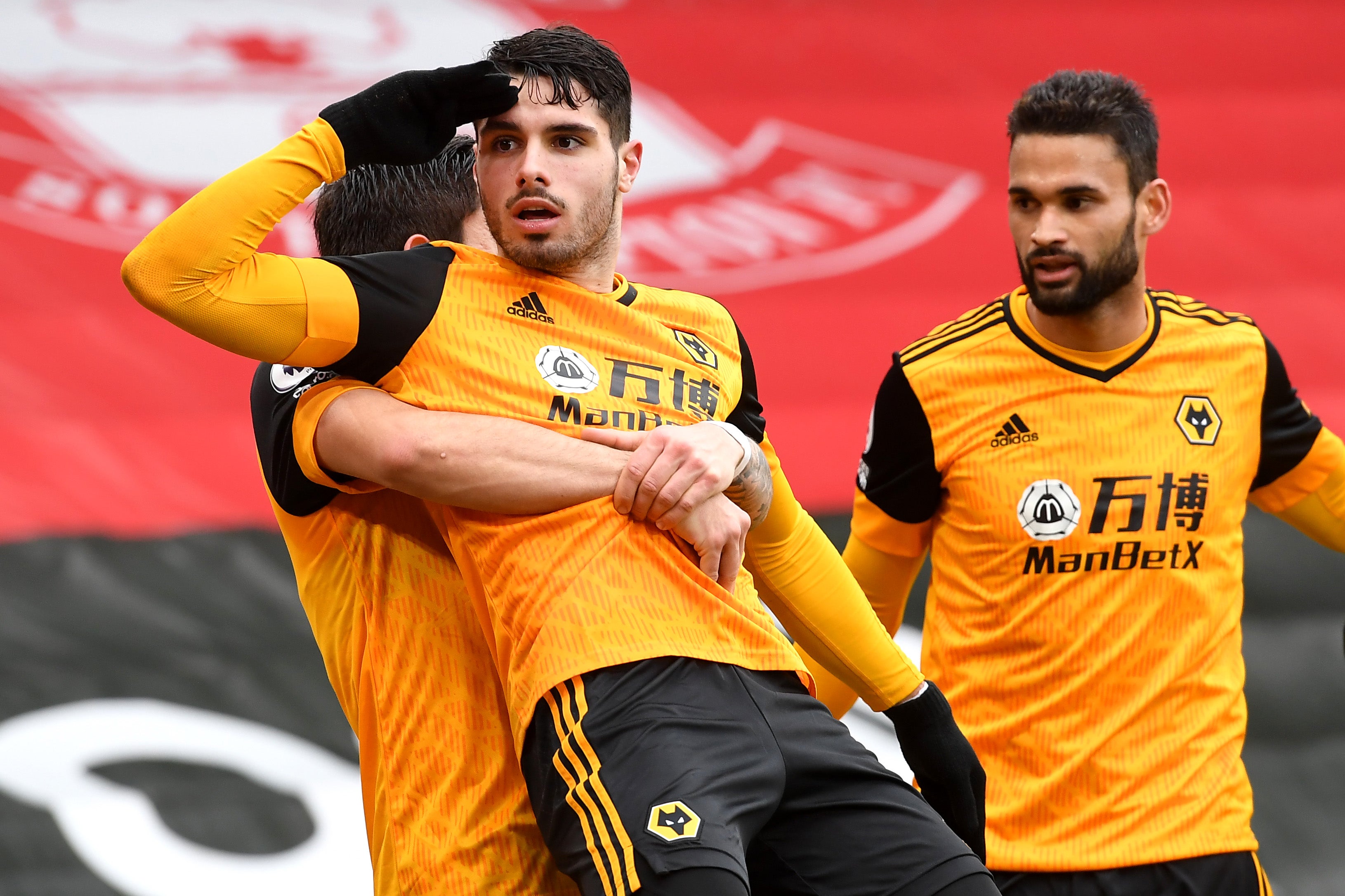 Pedro Neto celebrates after scoring Wolves’ winning goal