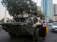 Myanmar coup: Armoured vehicles deployed to cities amid protests as junta extends Aung San Suu Kyi detention