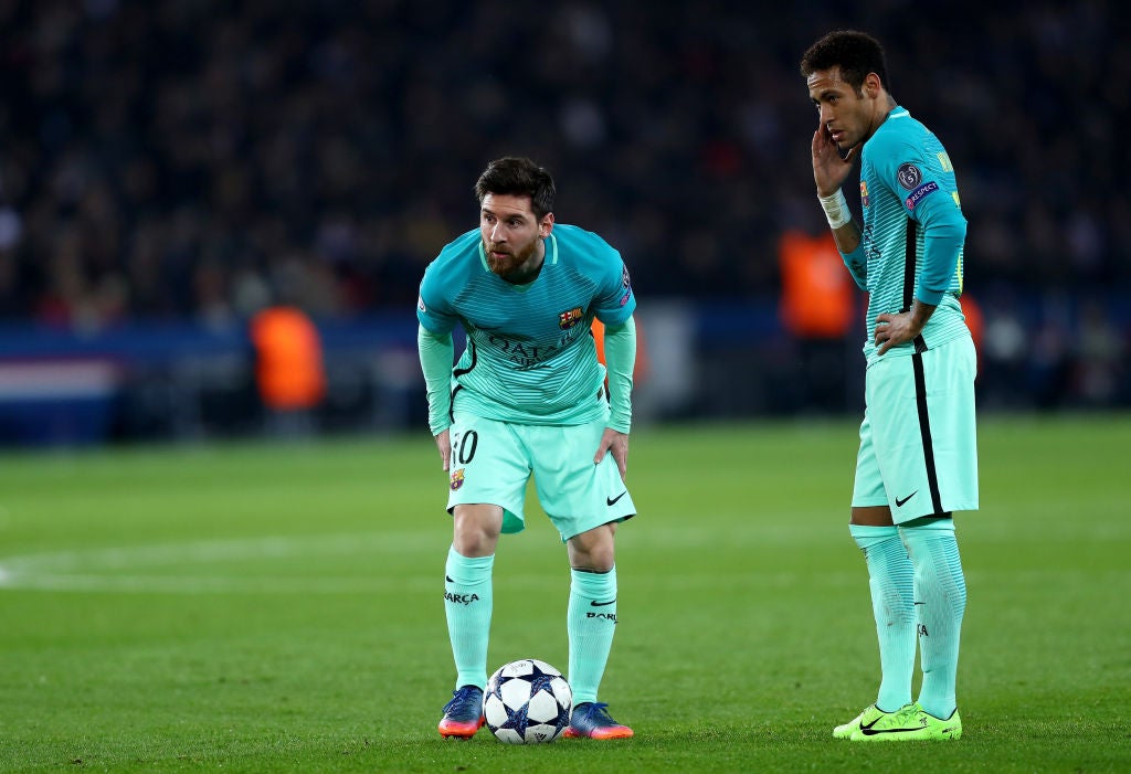 Lionel Messi and Neymar during the 4-0 defeat in Paris