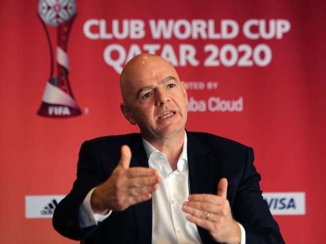 <p>Gianni Infantino at the Club World Cup in Qatar</p>