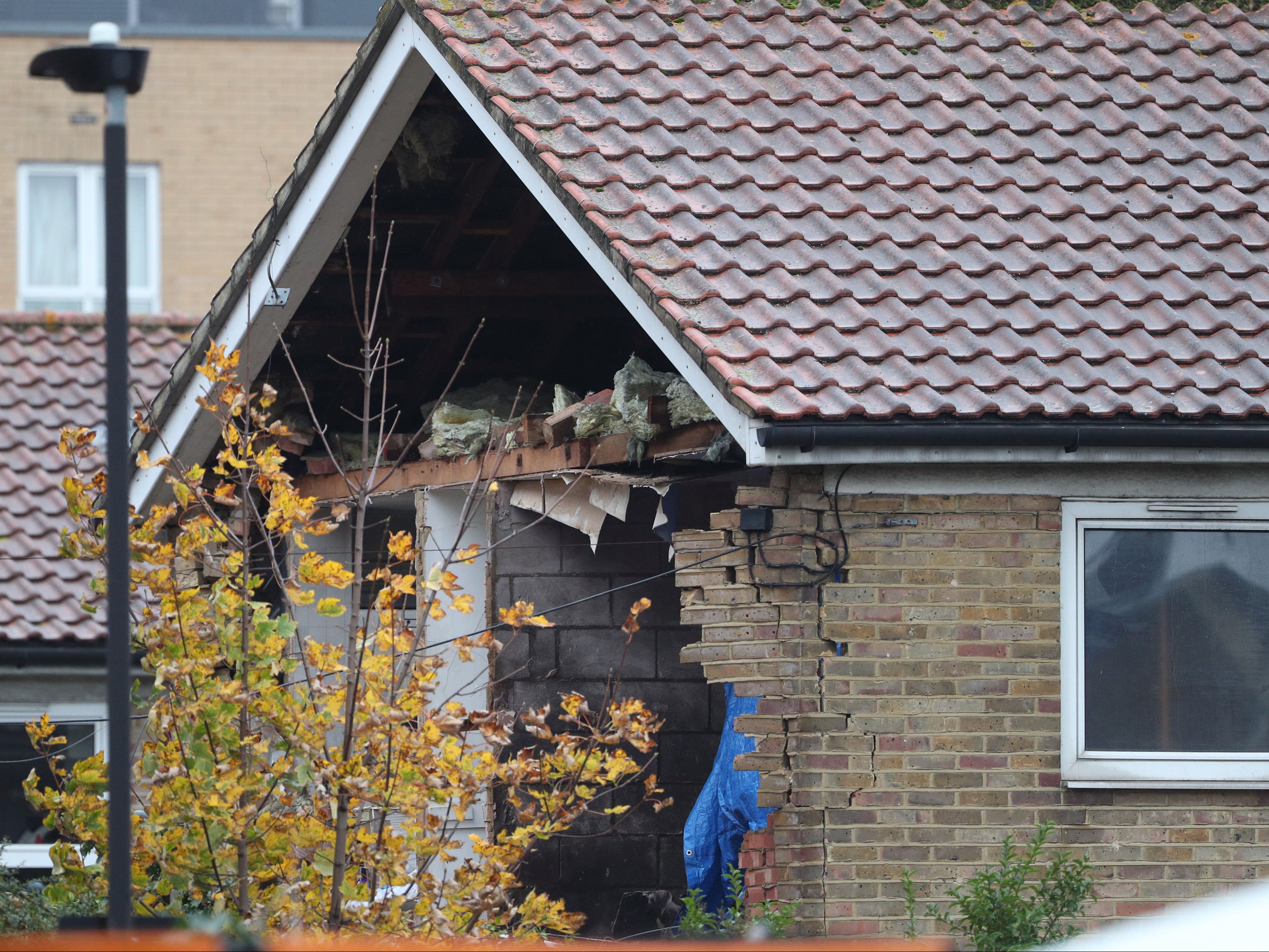 Aftermath of 1 November explosion at home in Waddington Road, Stratford