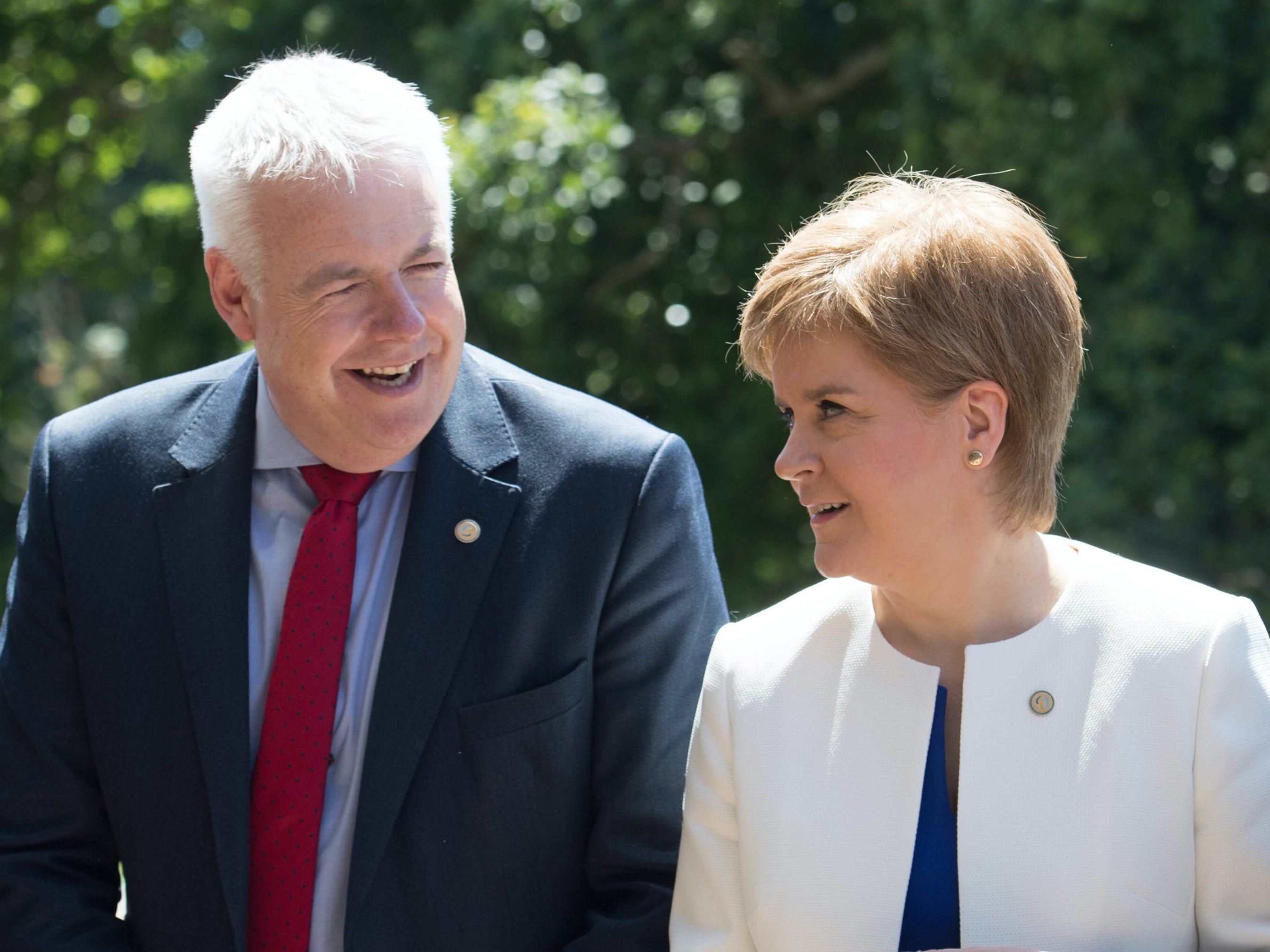 Carwyn Jones and Nicola Sturgeon at British-Irish Council summit in 2018