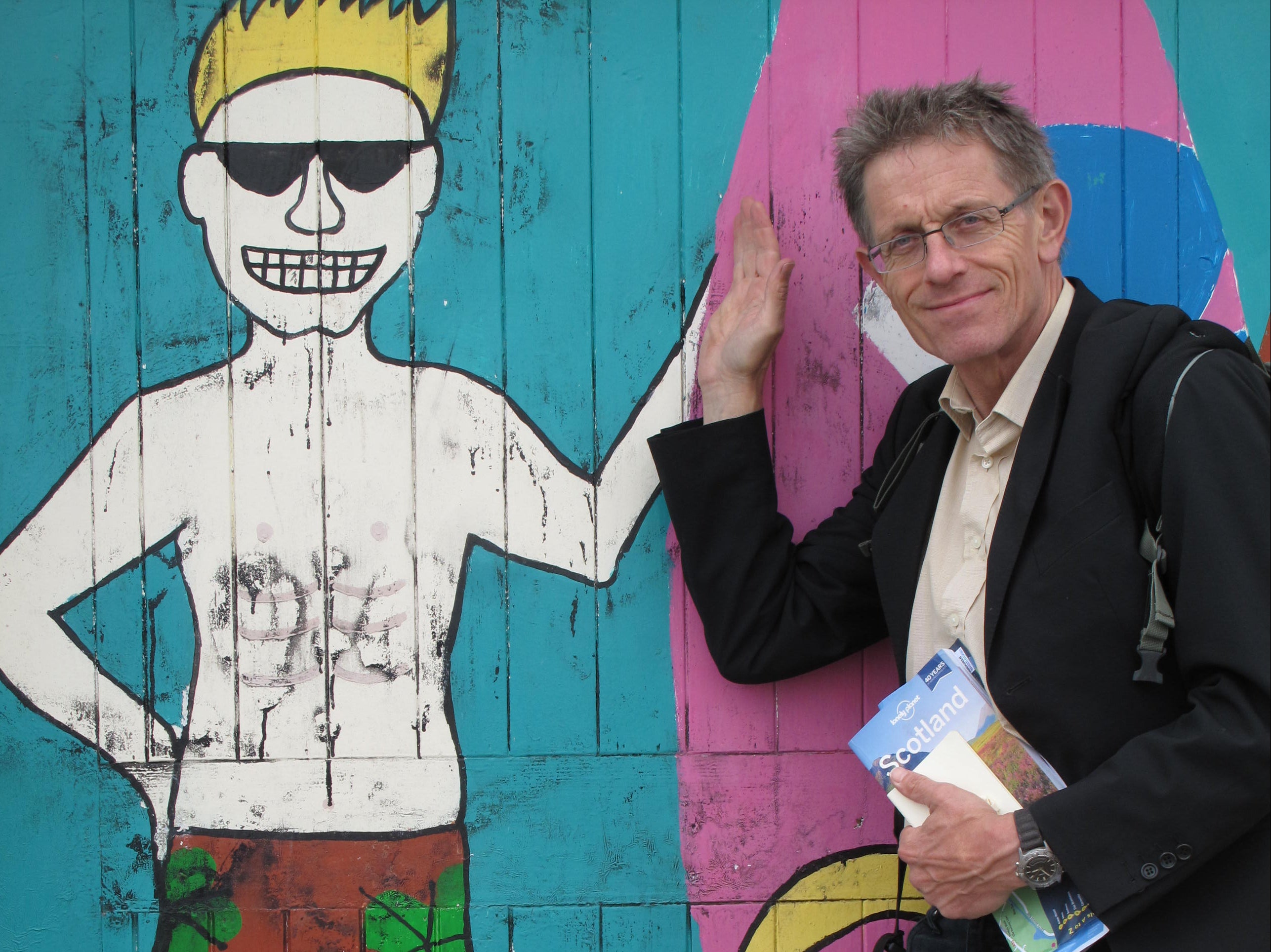 Cool dude? Simon Calder (right) at Aberdeen Beach