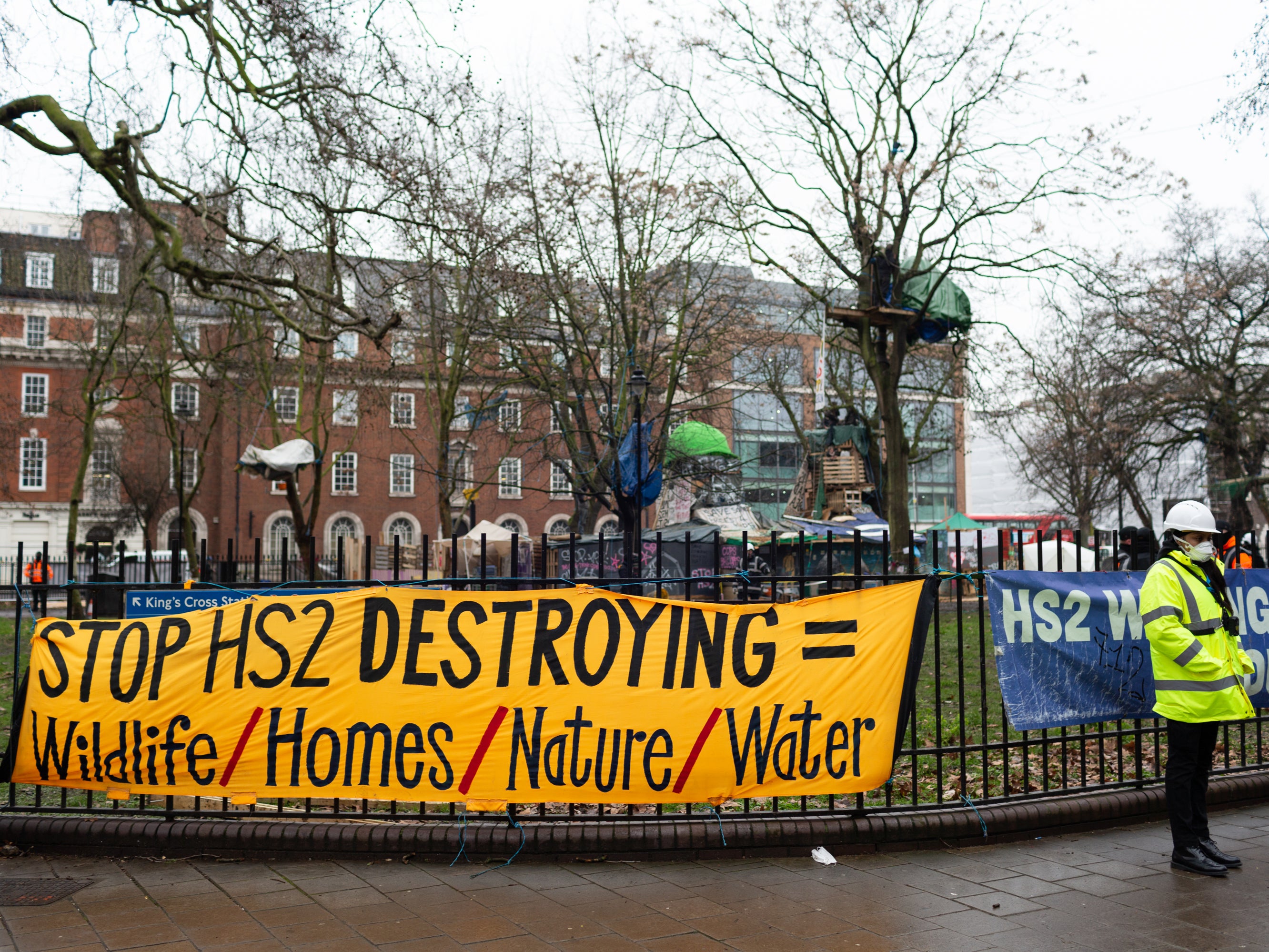 Protesters were evicted from their campsite at Euston Square Garden