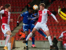 Slavia Prague hold Leicester to goalless draw in first leg of Europa League last-32 tie