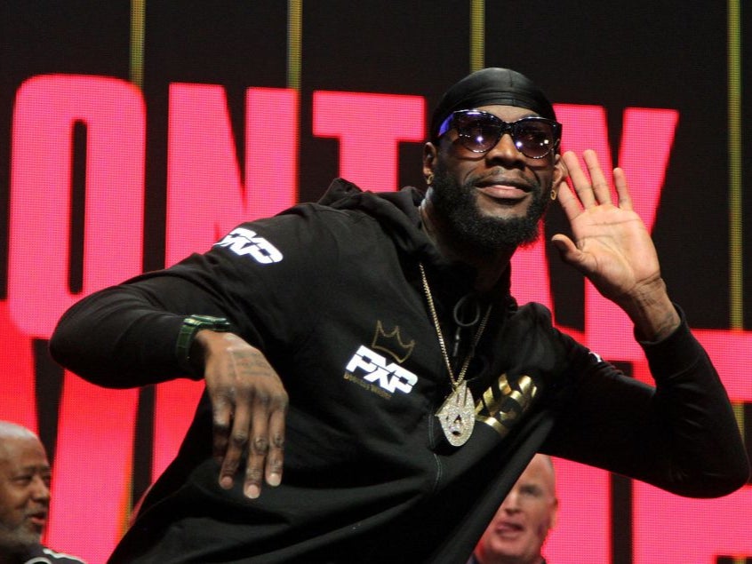 Deontay Wilder arrives for the weigh-in ahead of his fight with Tyson Fury