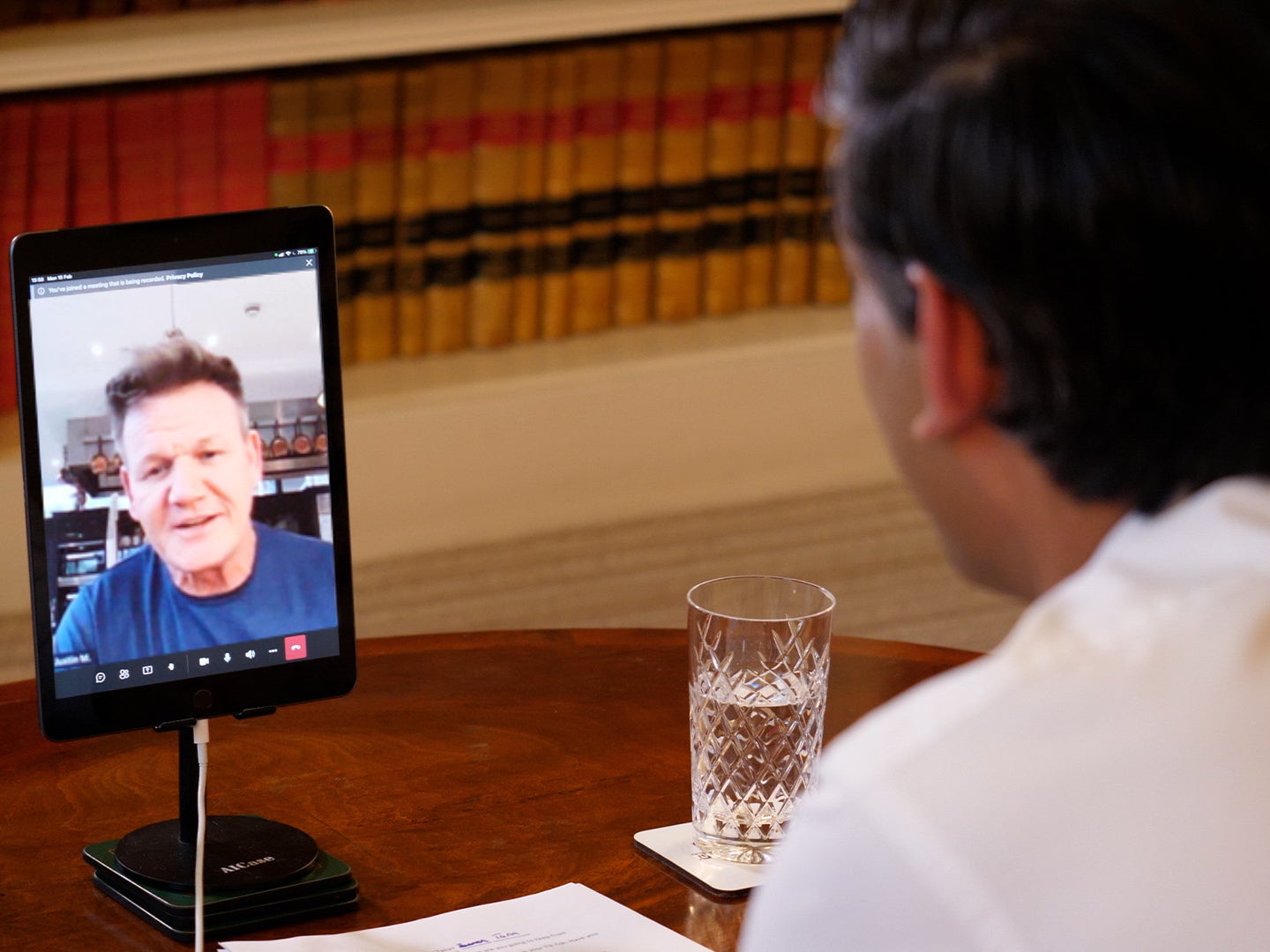 Chancellor Rishi Sunak chats to celebrity chef Gordon Ramsay as part of a series of talks with industry leaders over the pandemic