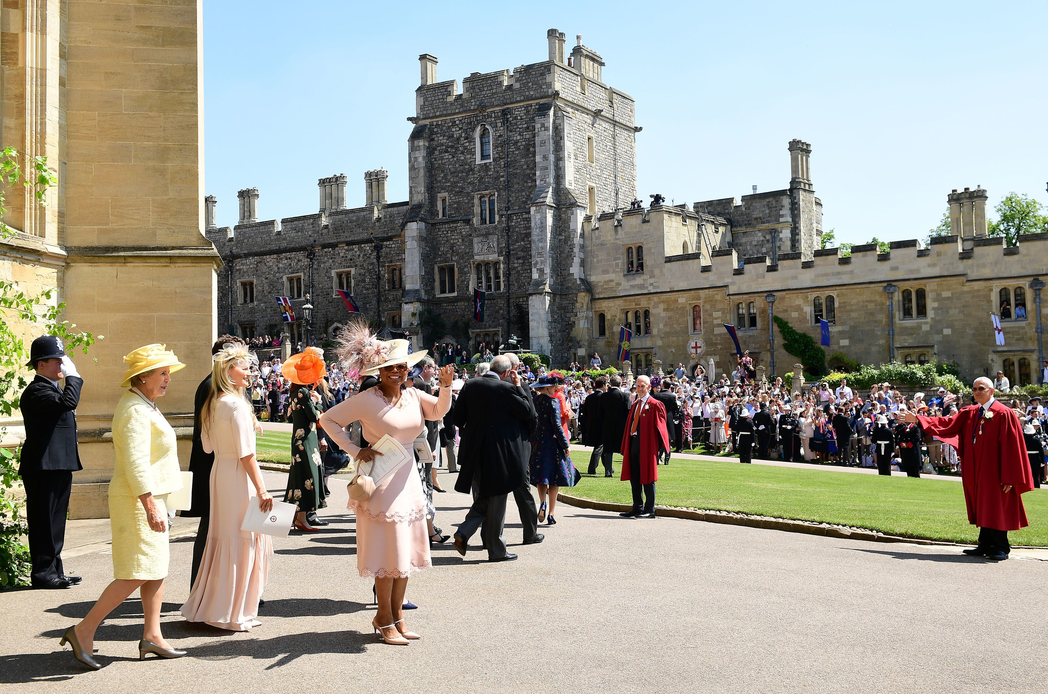 Oprah leave St George’s Chapel at Windsor Castle after Harry and Meghan’s wedding ceremony