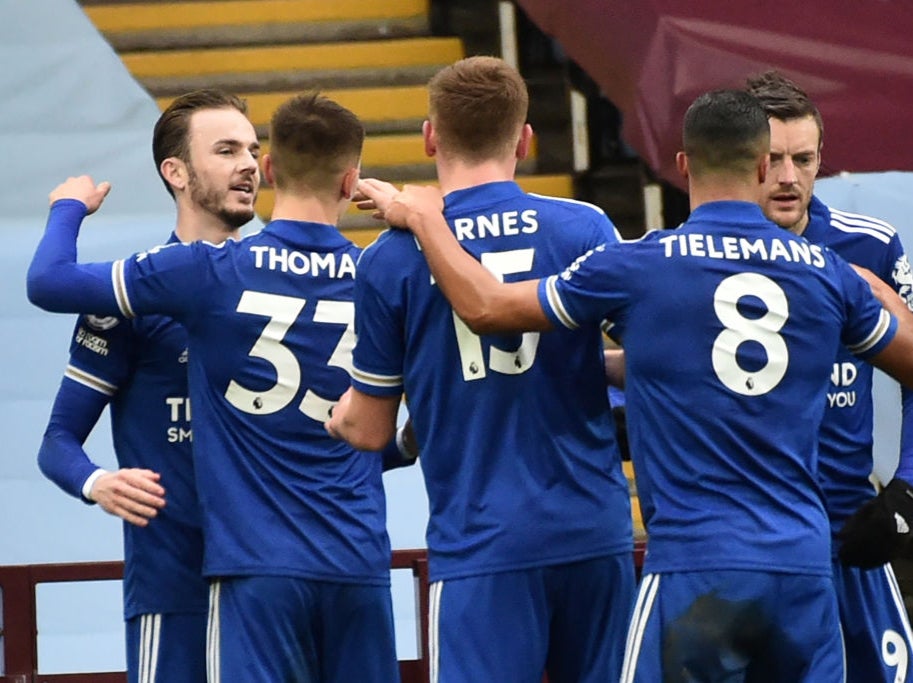 Leicester celebrate taking the lead