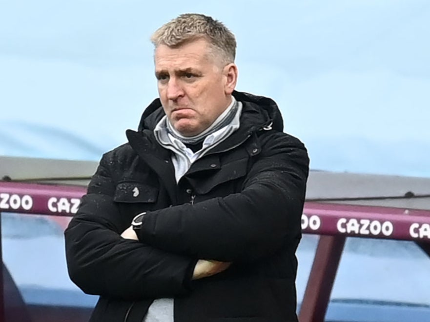 Dean Smith reacts during Aston Villa’s defeat