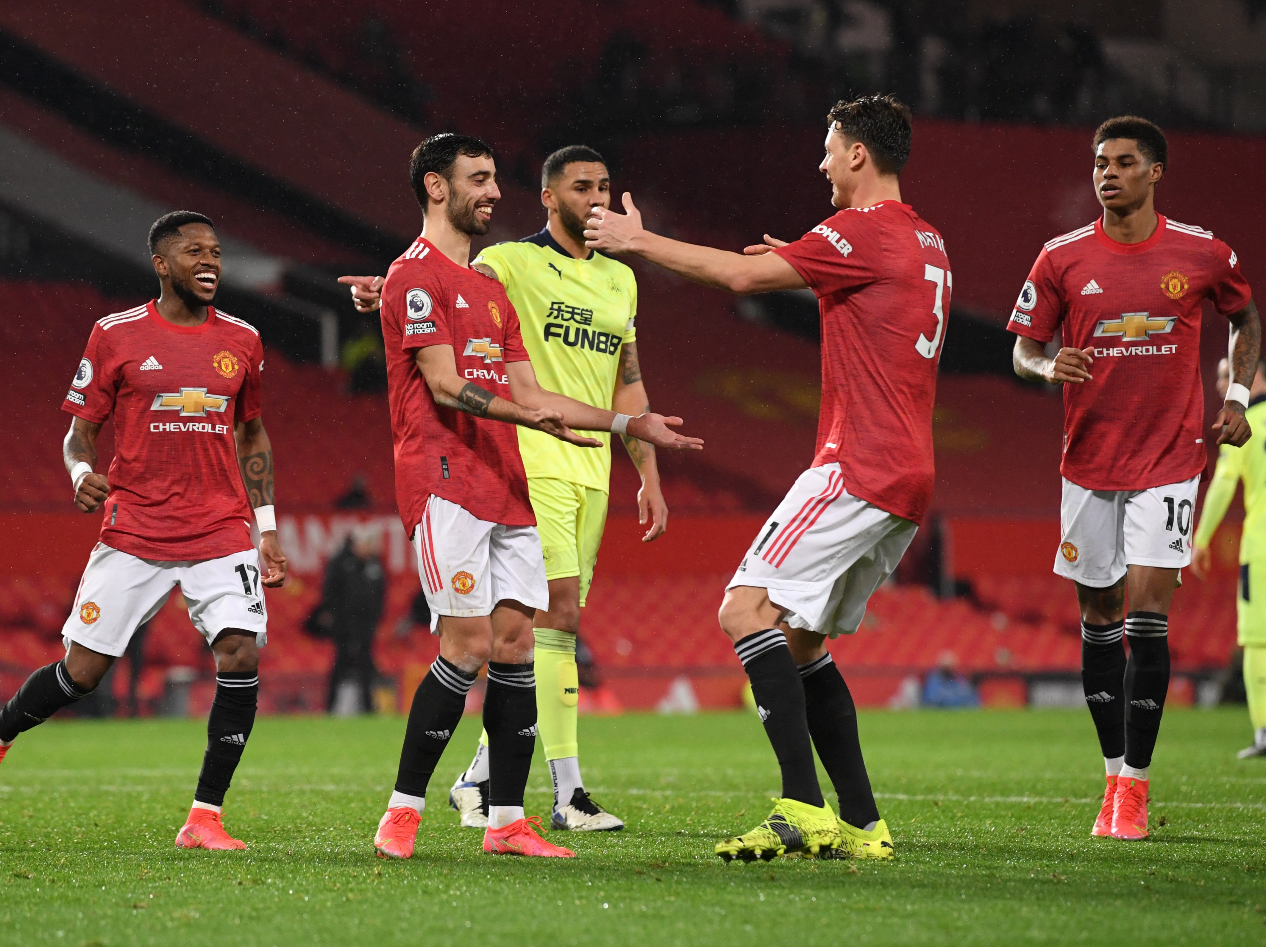 Manchester United celebrate victory over Newcastle