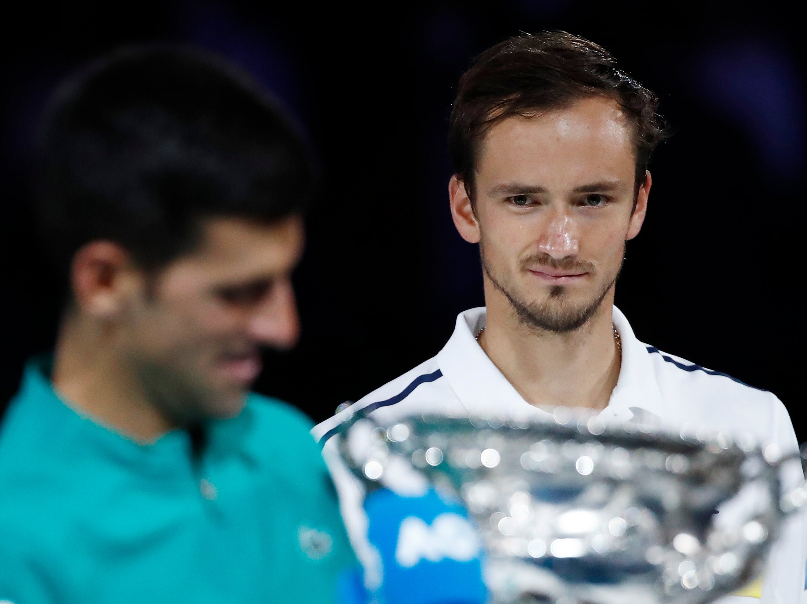 Daniil Medvedev (right) was thrashed by Novak Djokovic in the Australian Open men’s singles final