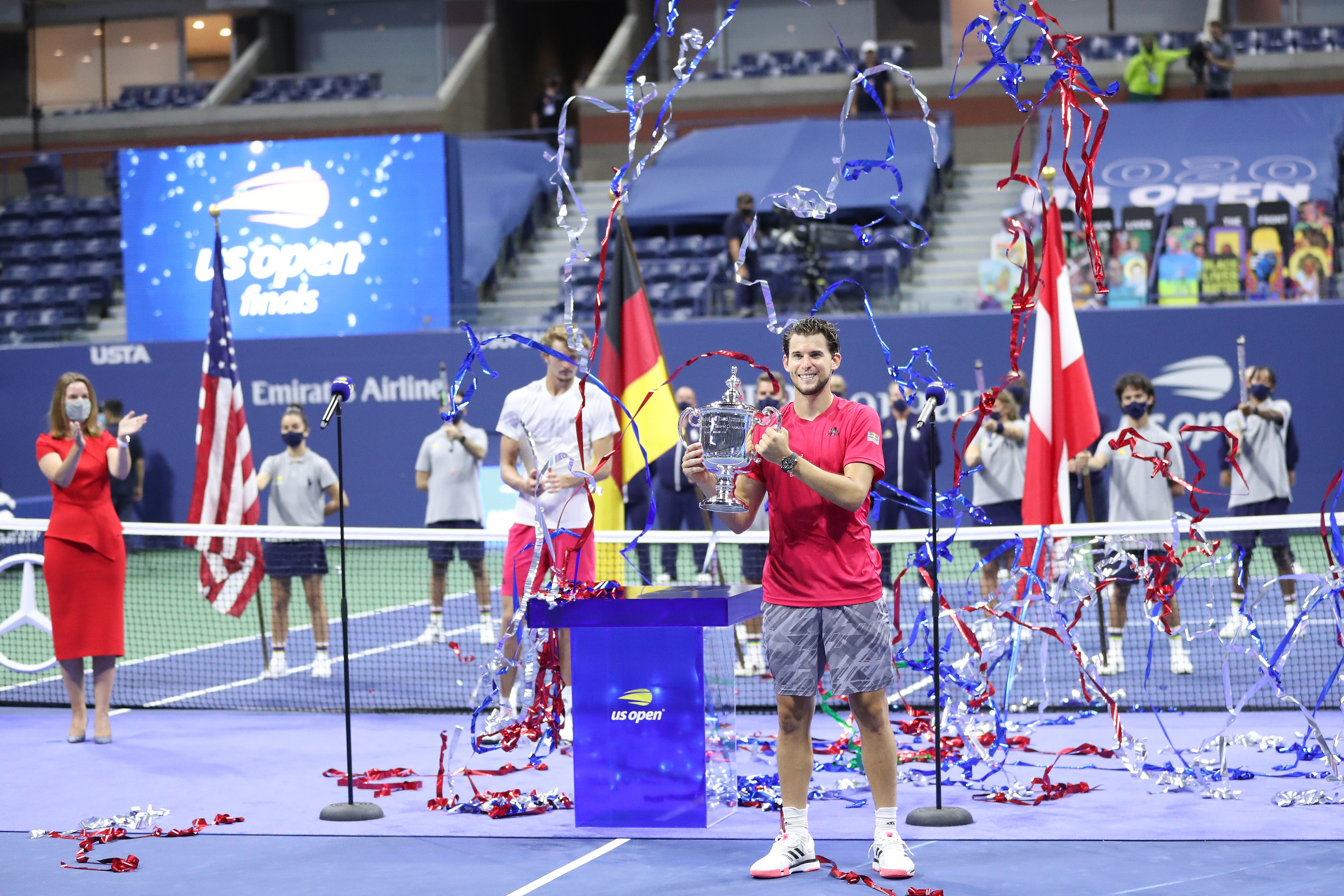 Thiem won his sole major at the US Open, with Nadal and Federer absent and Djokovic disqualified