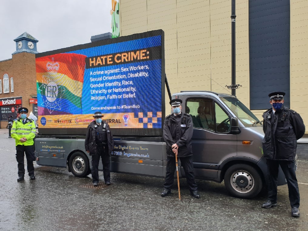 Police officers in Grange Road, Wirral, at the weekend