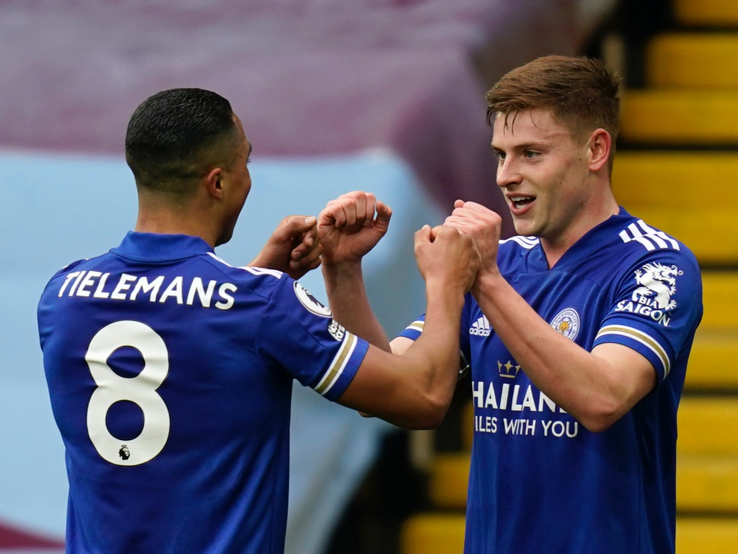 Leicester midfielders Youri Tielemans and Harvey Barnes