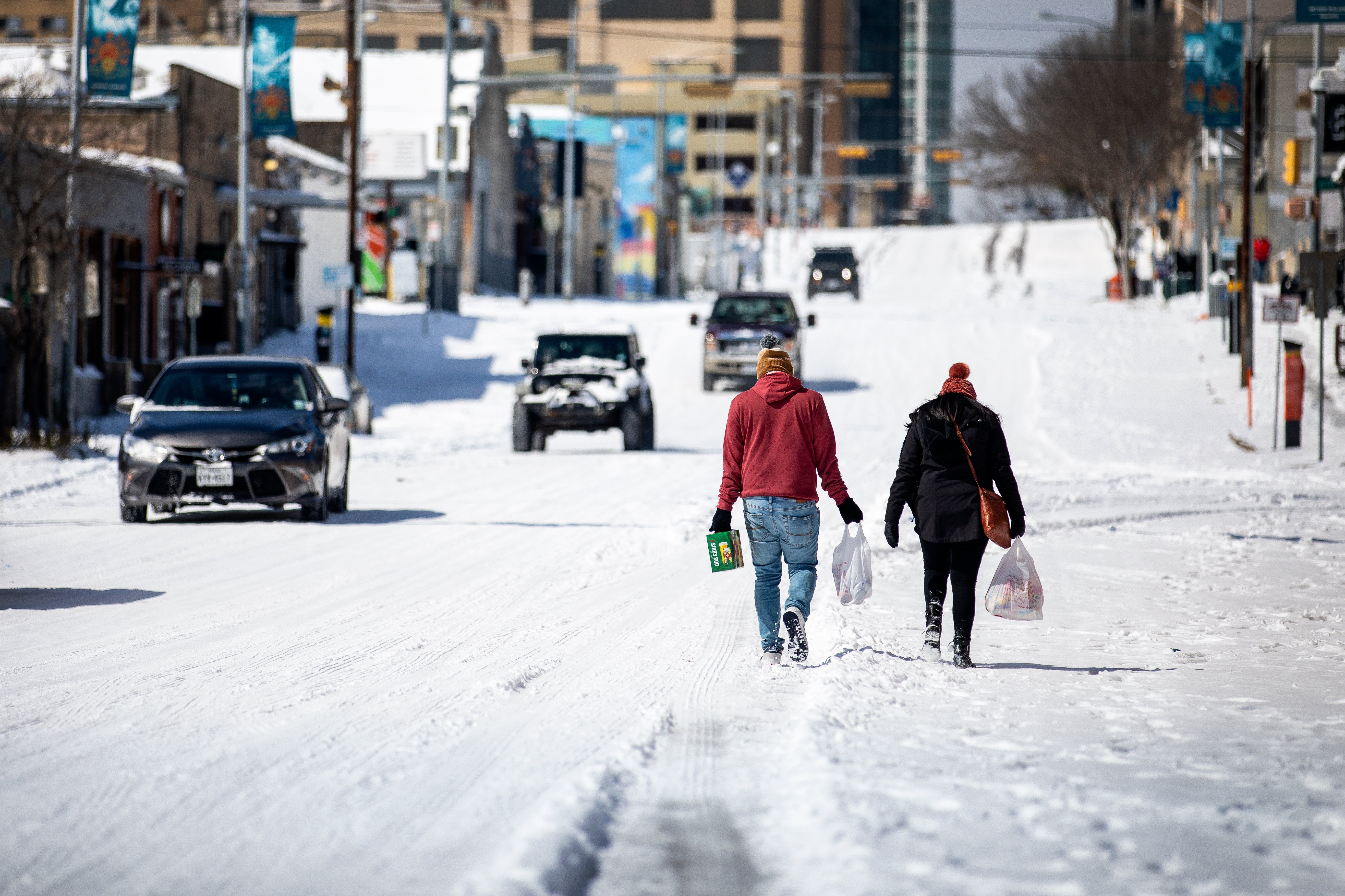 Freezing temperatures and snowstorms have led to water and food shortages, as well as widespread power cuts and difficult driving conditions