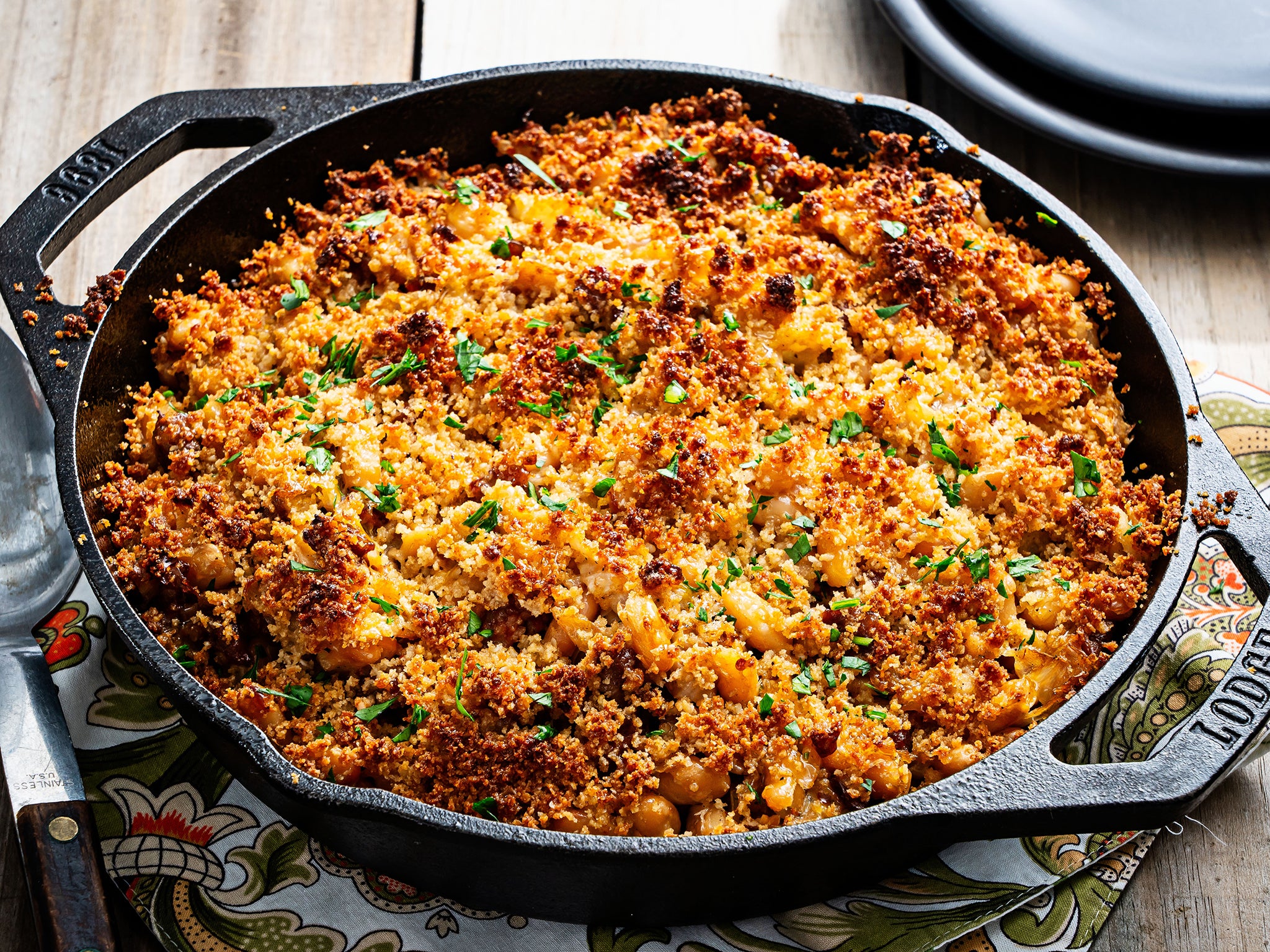 Cabbage and onion pick up tons of flavour from the sausage's rendered fat