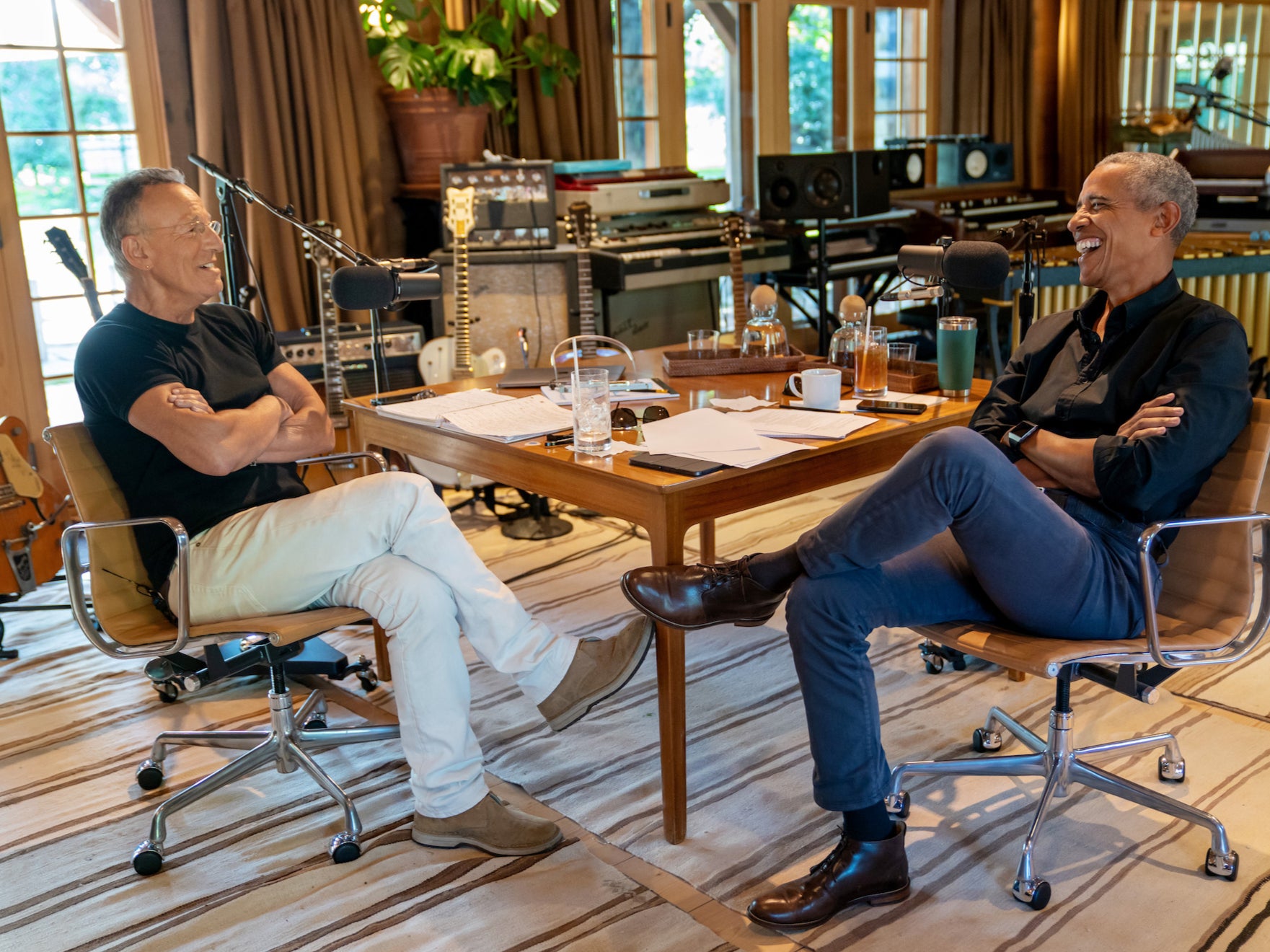 Rock and roll legend Bruce Springsteen and Barack Obama during podcast