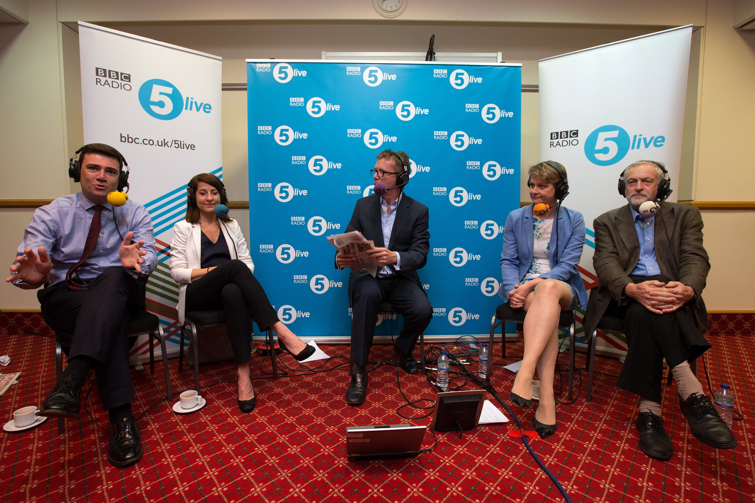 Andy Burnham, Liz Kendall, Yvette Cooper and Jeremy Corbyn take part in a radio hustings hosted by Campbell in 2015