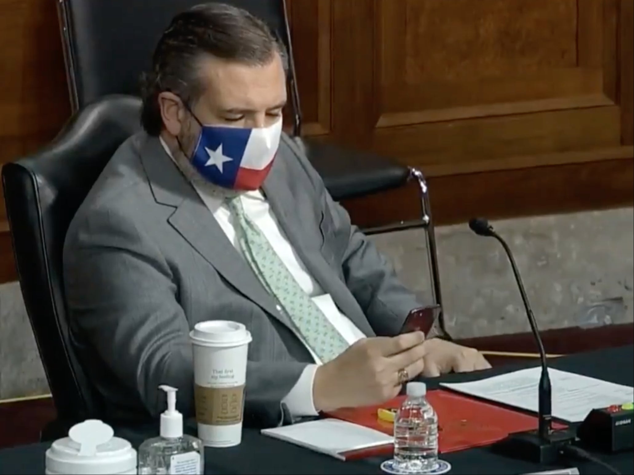 ‘Zero respect’: Ted Cruz pictured scrolling through phone during harrowing opening testimony into Capitol riot
