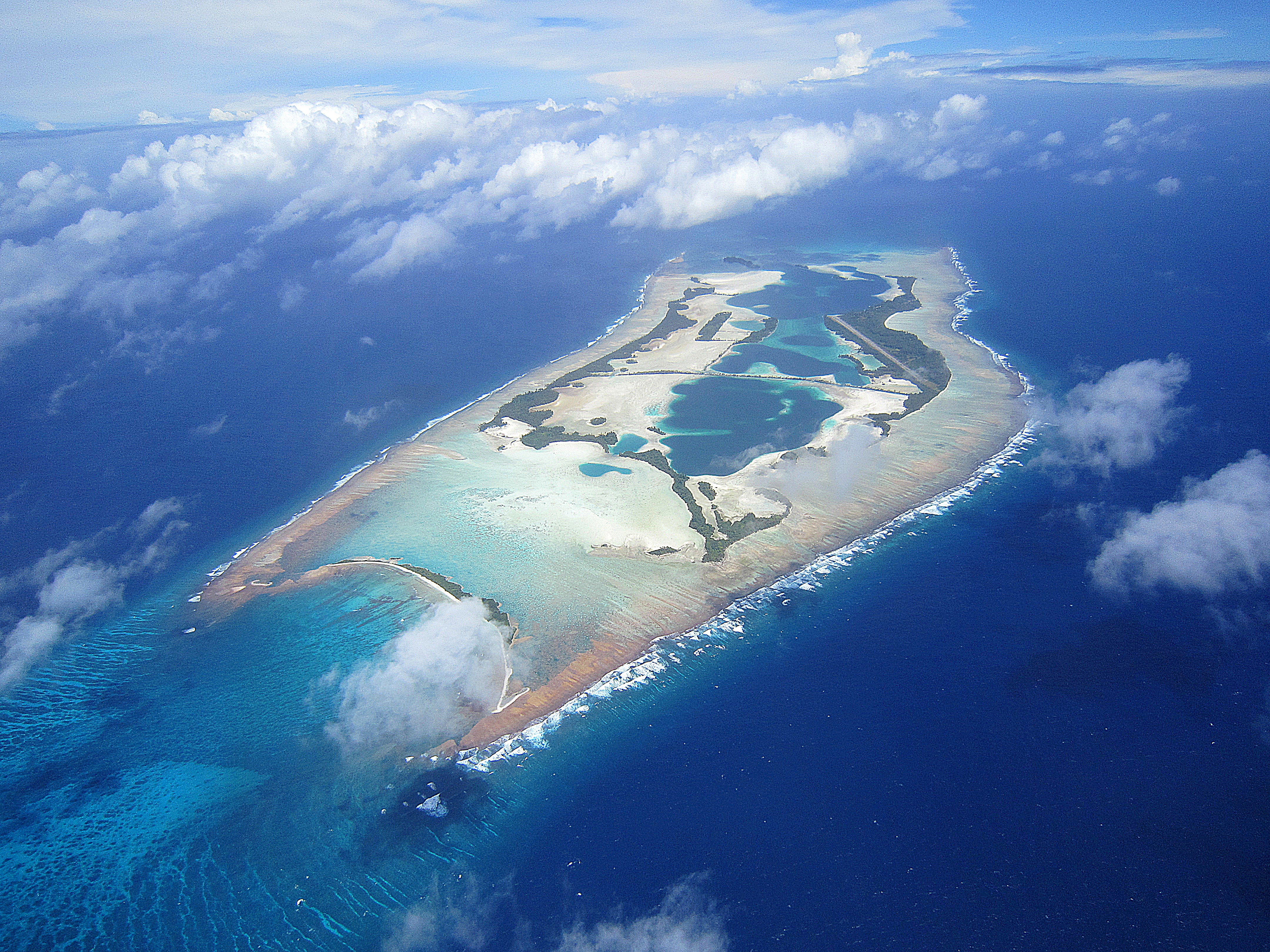 An aerial view of Palmyra Atoll