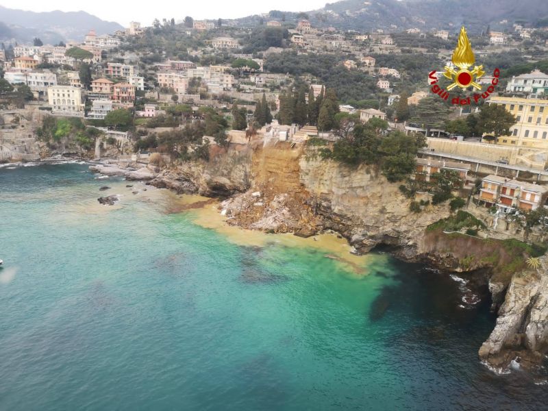 Aerial view of the of the collapsed Camogli cemetery