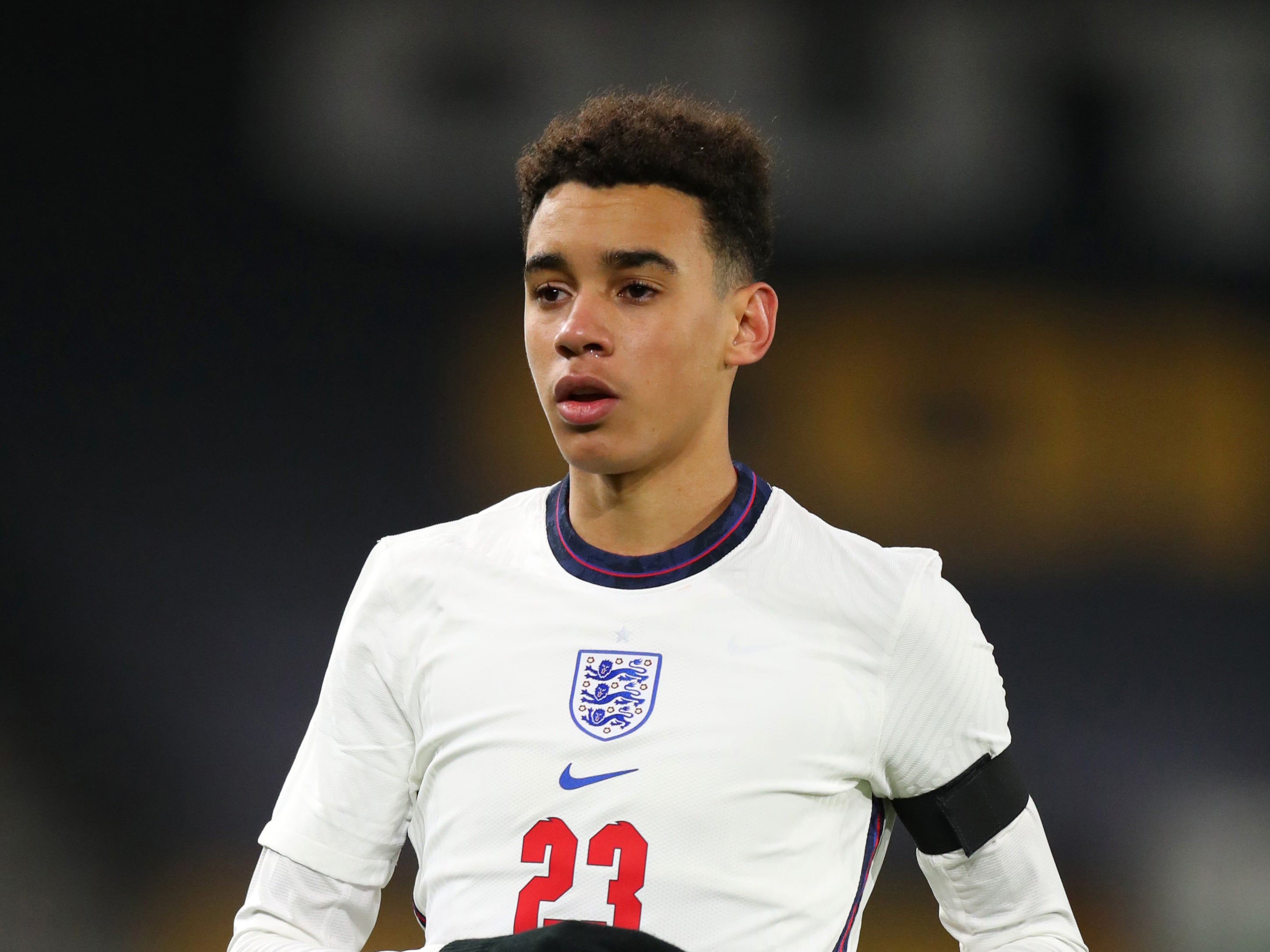 Jamal Musiala represents England’s U21s