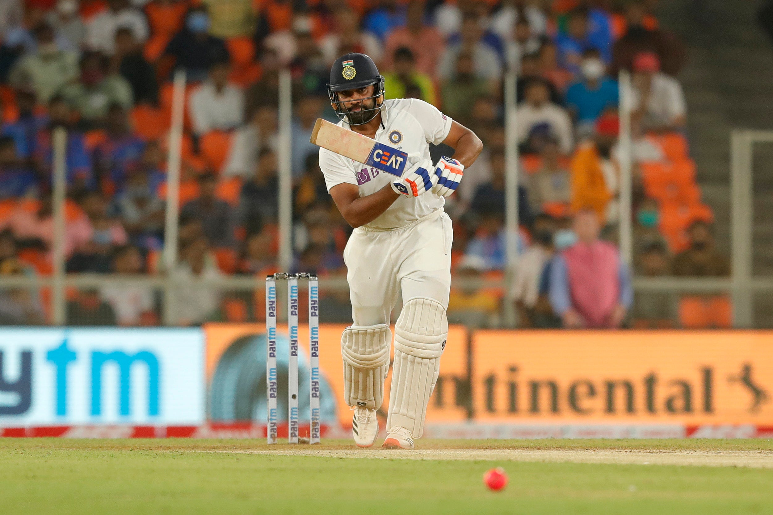 Rohit Sharma drives for four