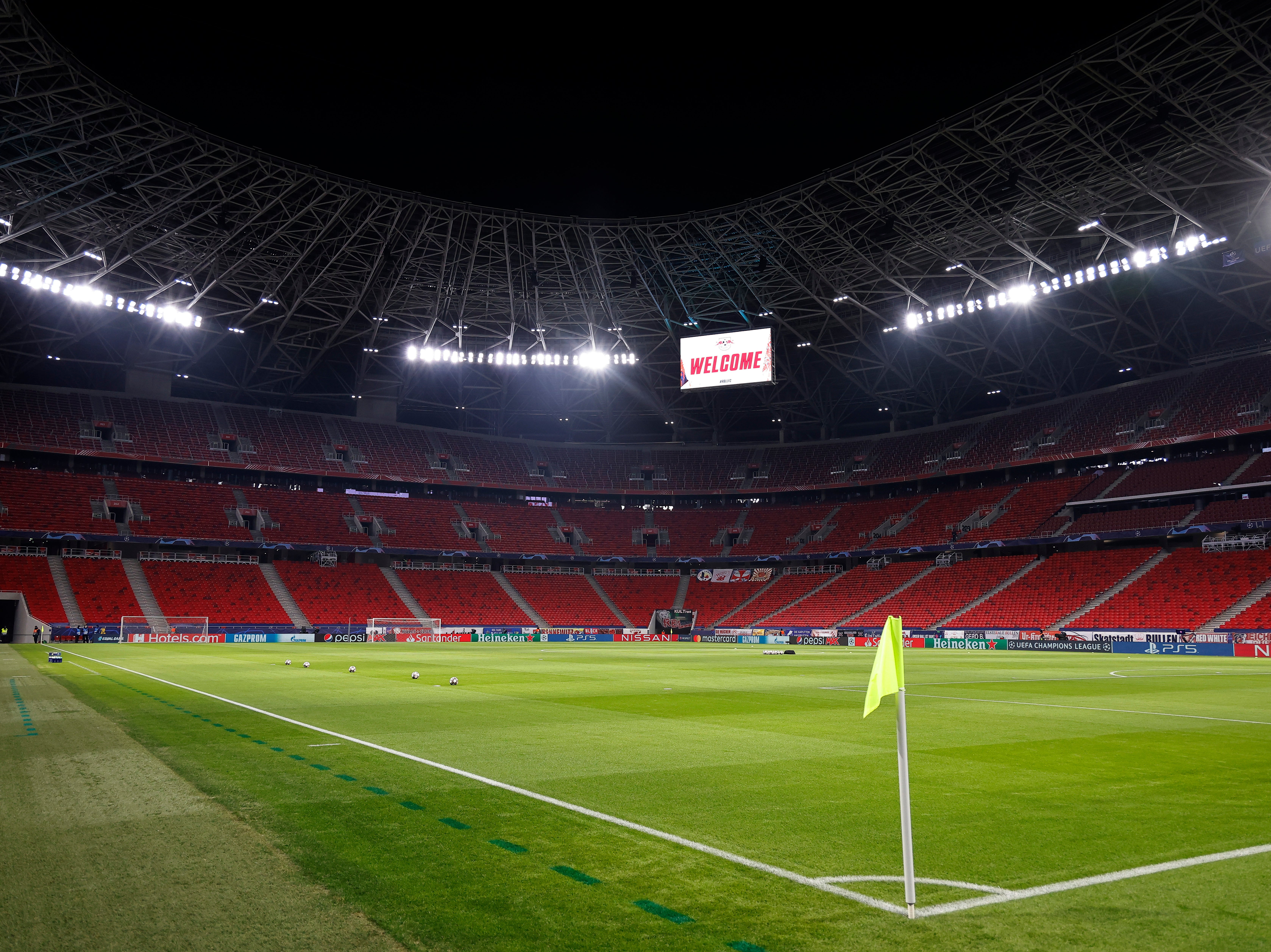 The Puskas Arena was the venue for Man City’s last-16 first-leg fixture with Gladbach