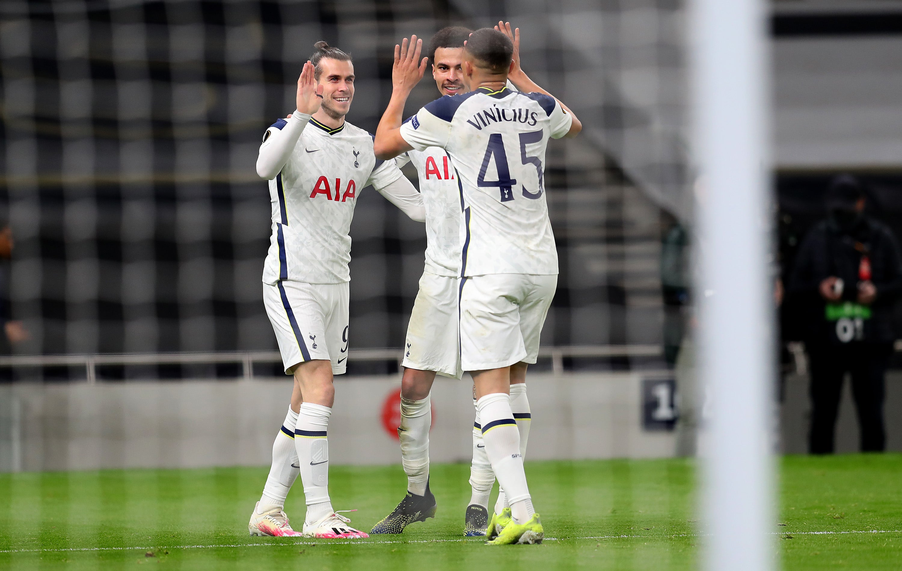 Tottenham’s goalscorers in the second leg: Bale, Alli and Vinicius (L-R)