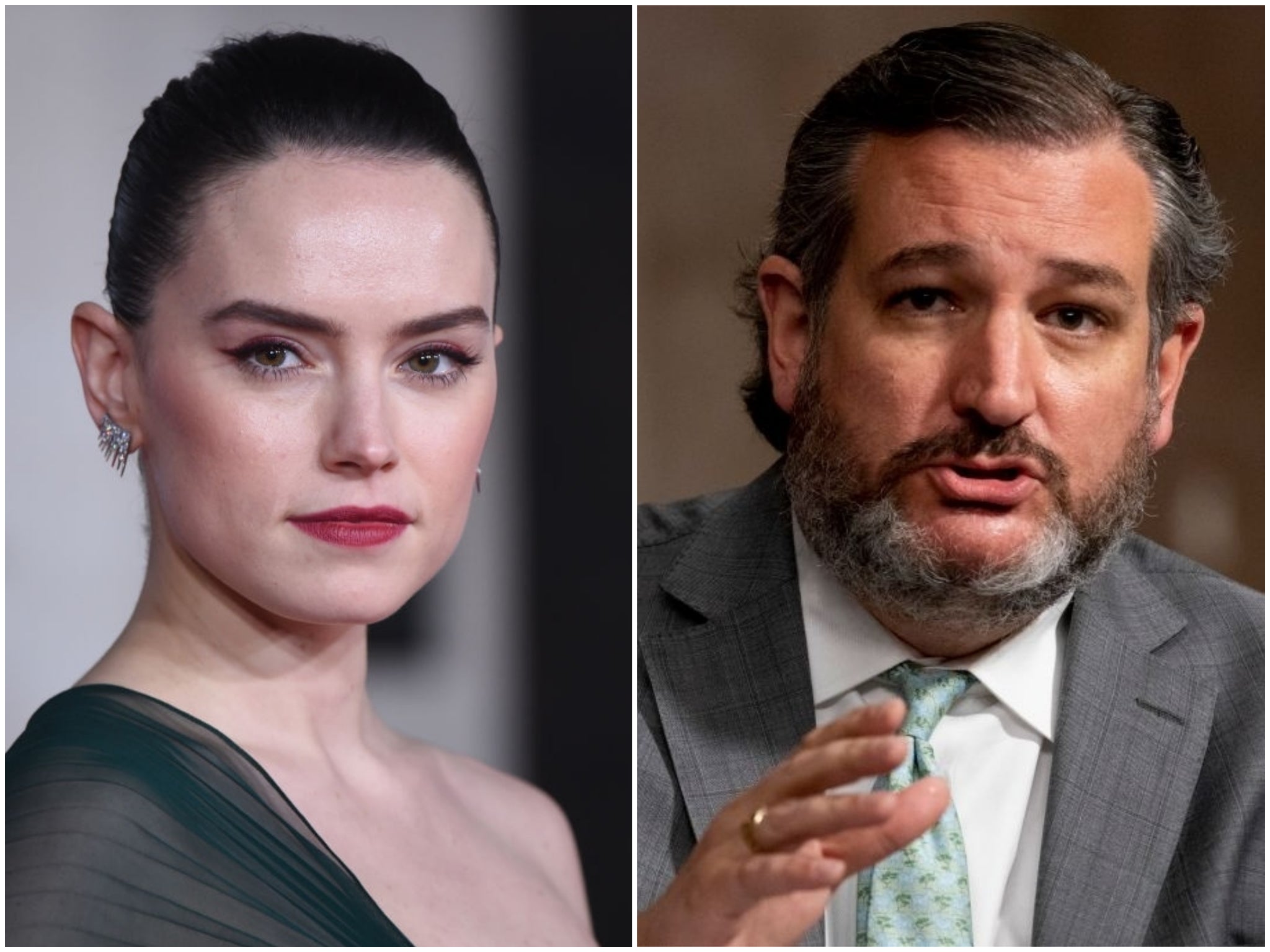 Star Wars actor Daisy Ridley and US senator Ted Cruz