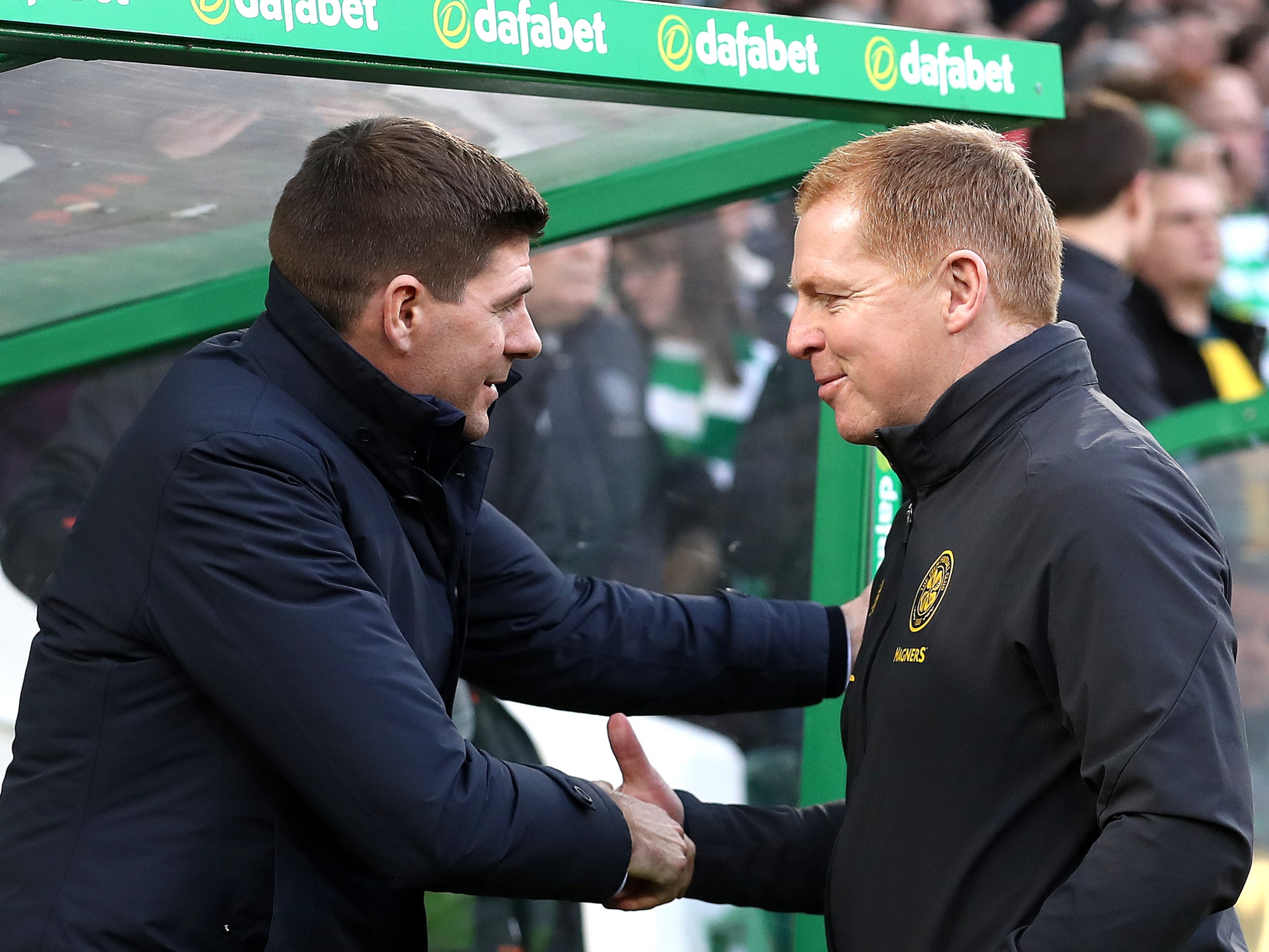 Rangers manager Steven Gerrard and former Celtic manager Neil Lennon