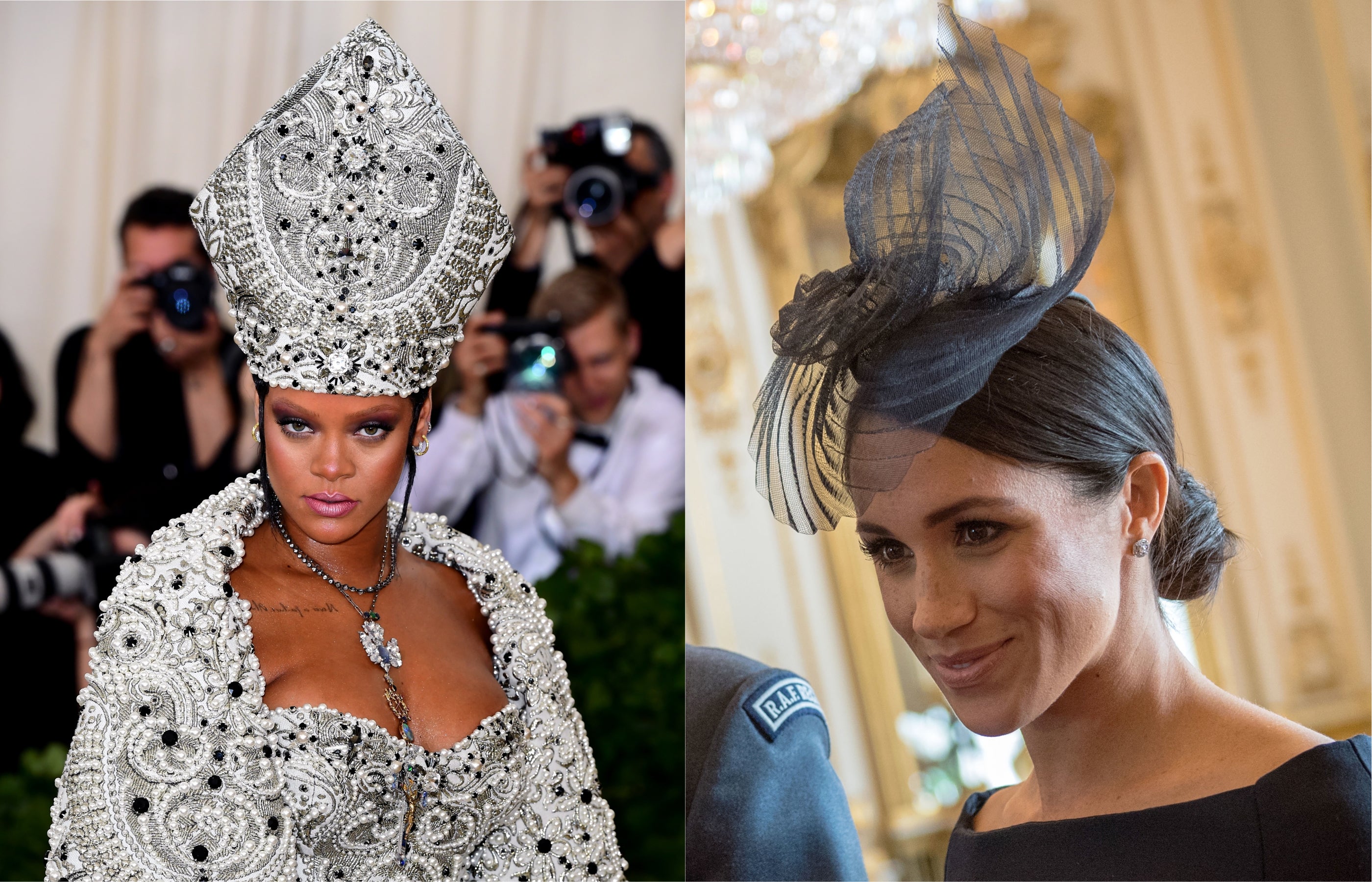 Rihanna and the Duchess of Sussex in hats by Stephen Jones