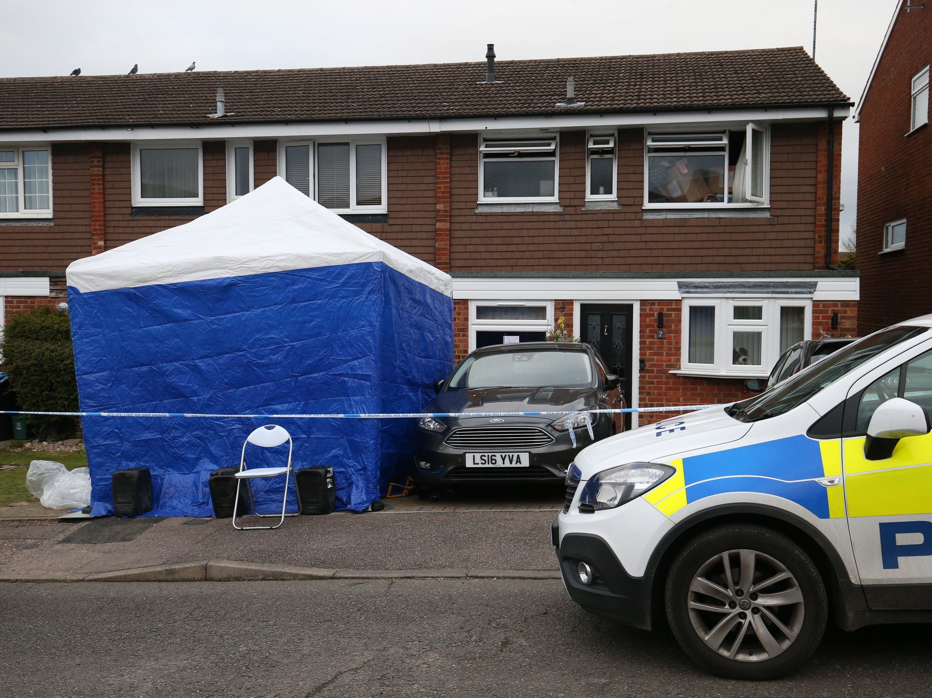 Police outside the home of Gary Walker, his wife and their daughter in Stuarts Close, Hemel Hempstead, in March 2020