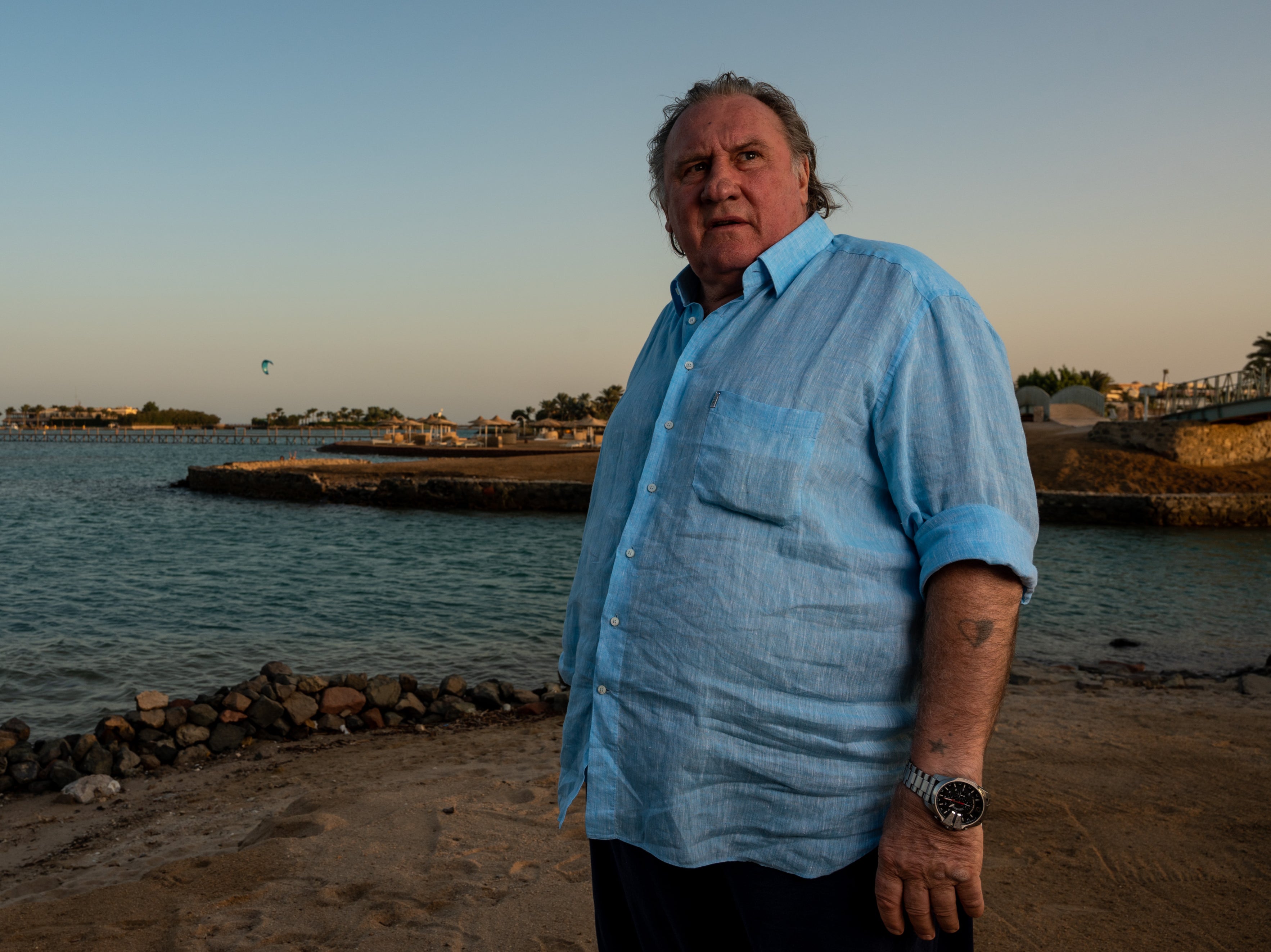 Gérard Depardieu poses at a resort a day after receiving a career achievement award, in the Egyptian Red Sea resort of el Gouna on 24 October 2020