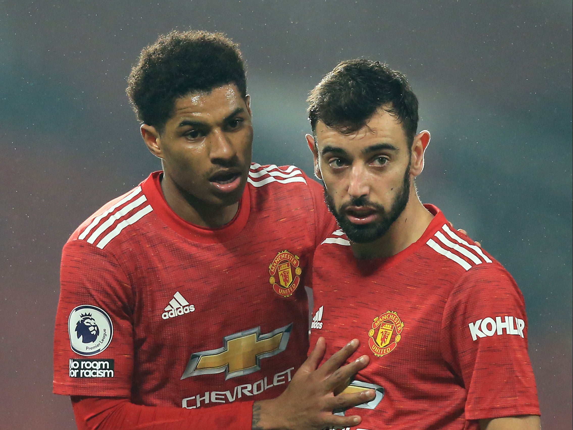 Manchester United forwards Marcus Rashford and Bruno Fernandes