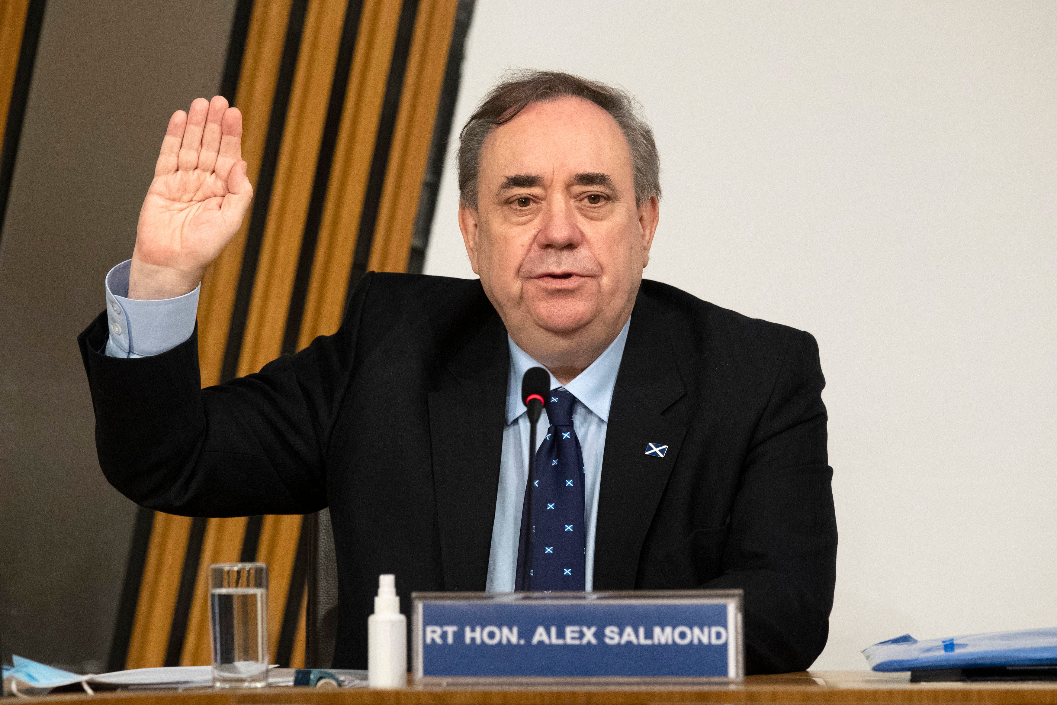 Former first minister Alex Salmond before giving evidence to a Scottish parliament ‘harassment committee’ on Friday