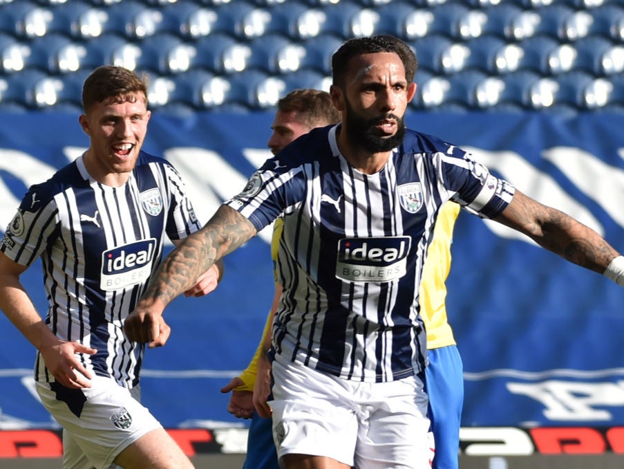 Kyle Bartley celebrates scoring for West Brom