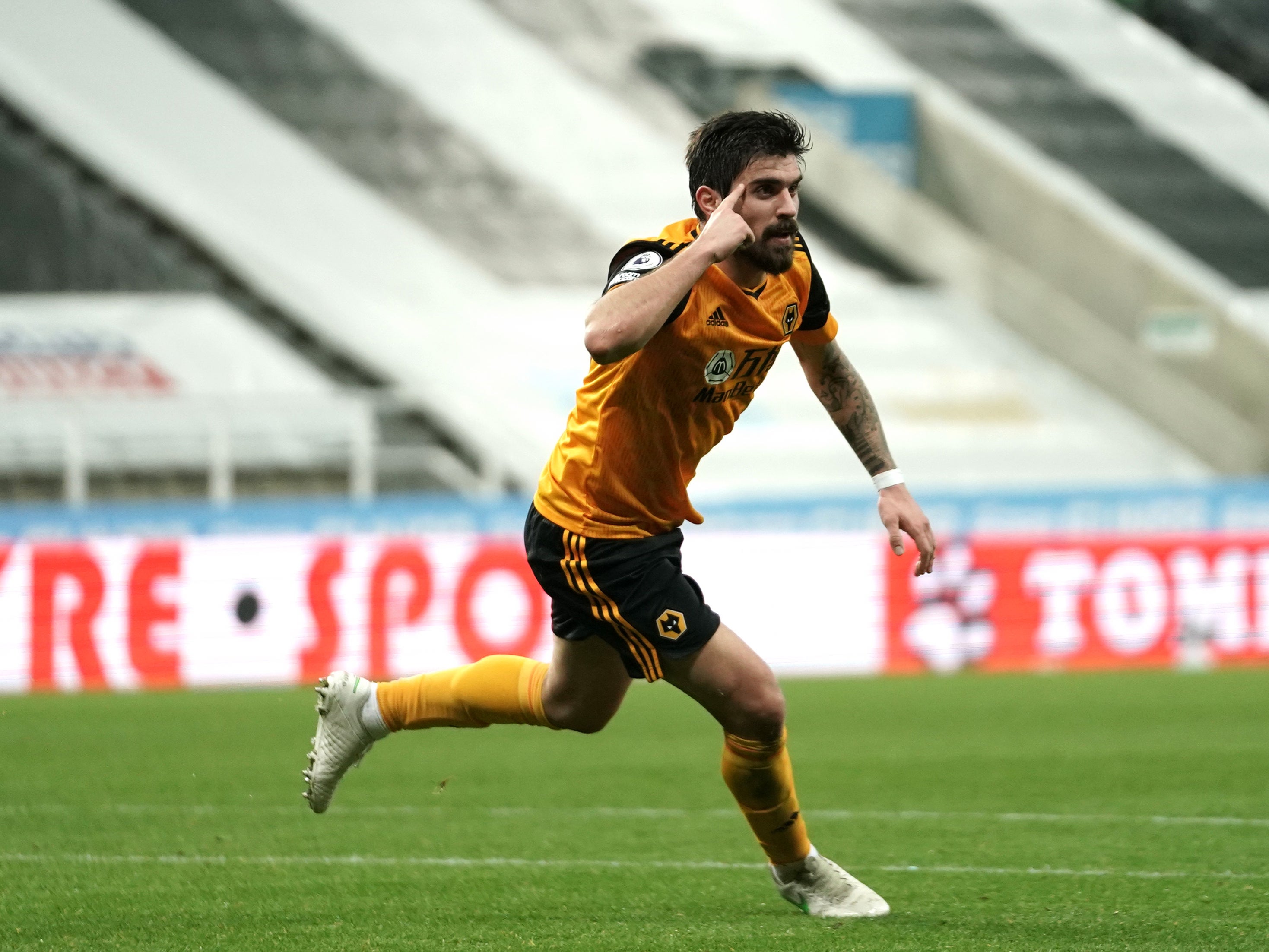 Ruben Neves celebrates scoring the equaliser