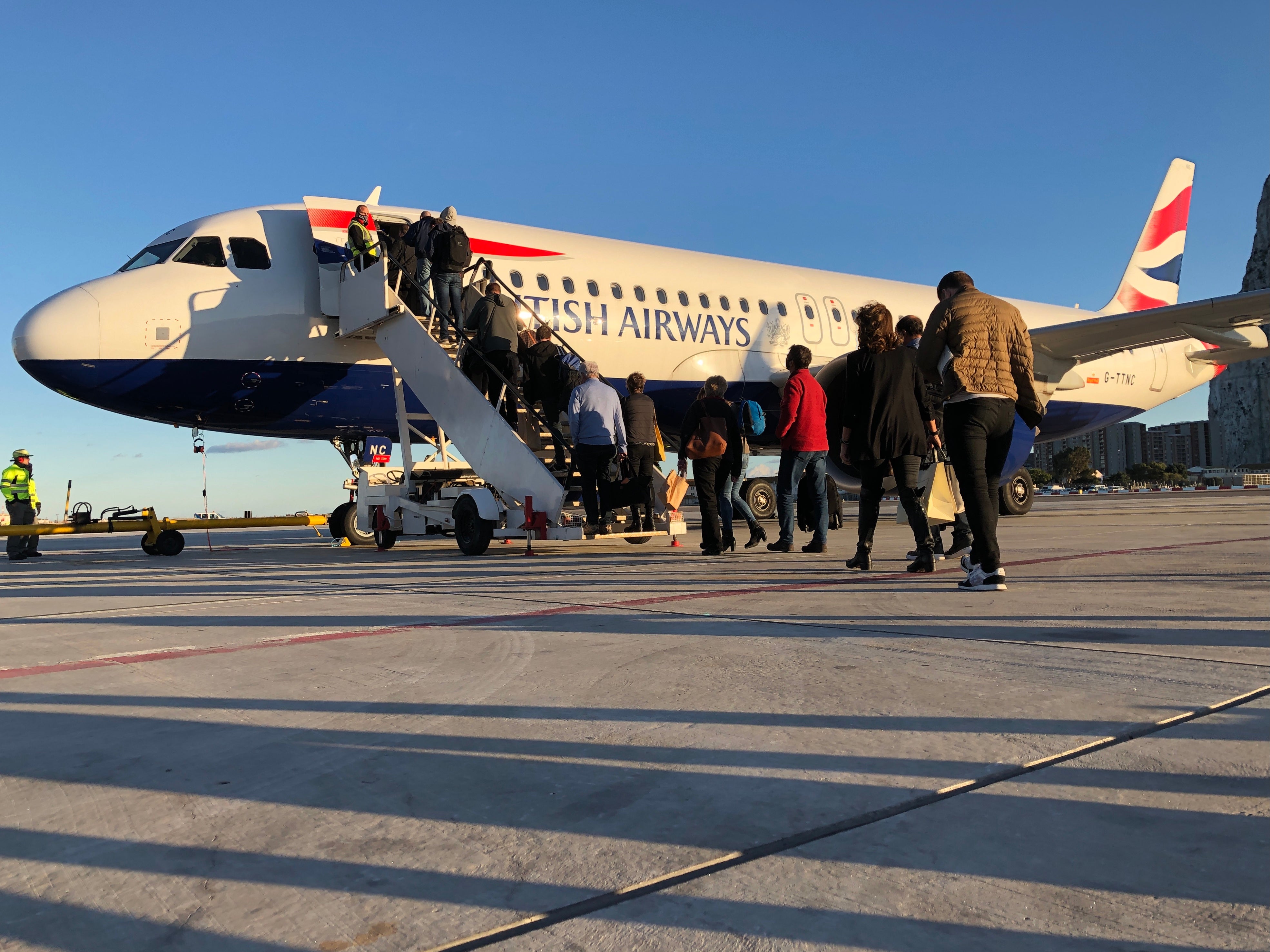 Blue sky thinking? British Airways Airbus A320 at Gibraltar airport