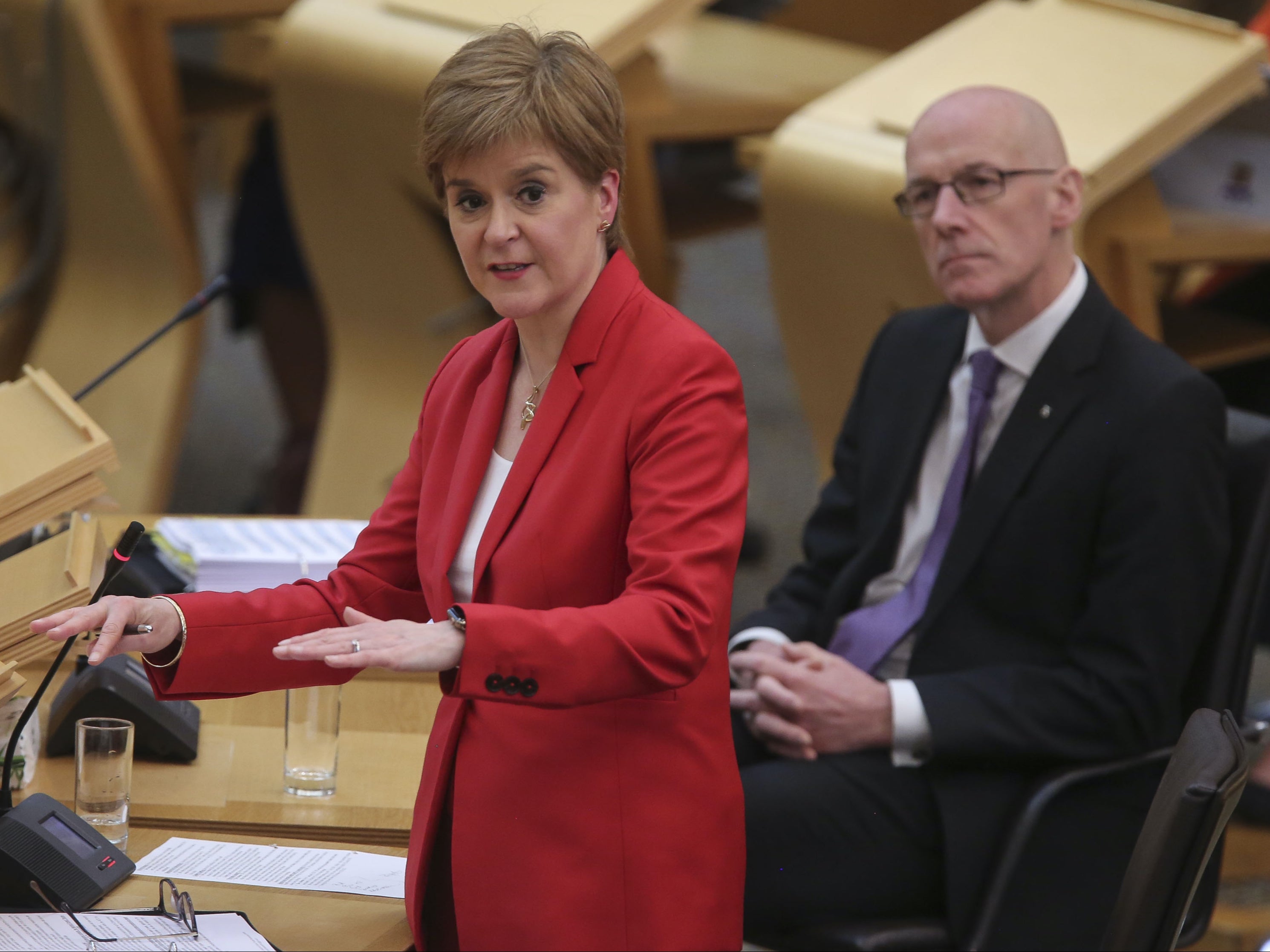 Scotland’s first minister Nicola Sturgeon and deputy first minister John Swinney