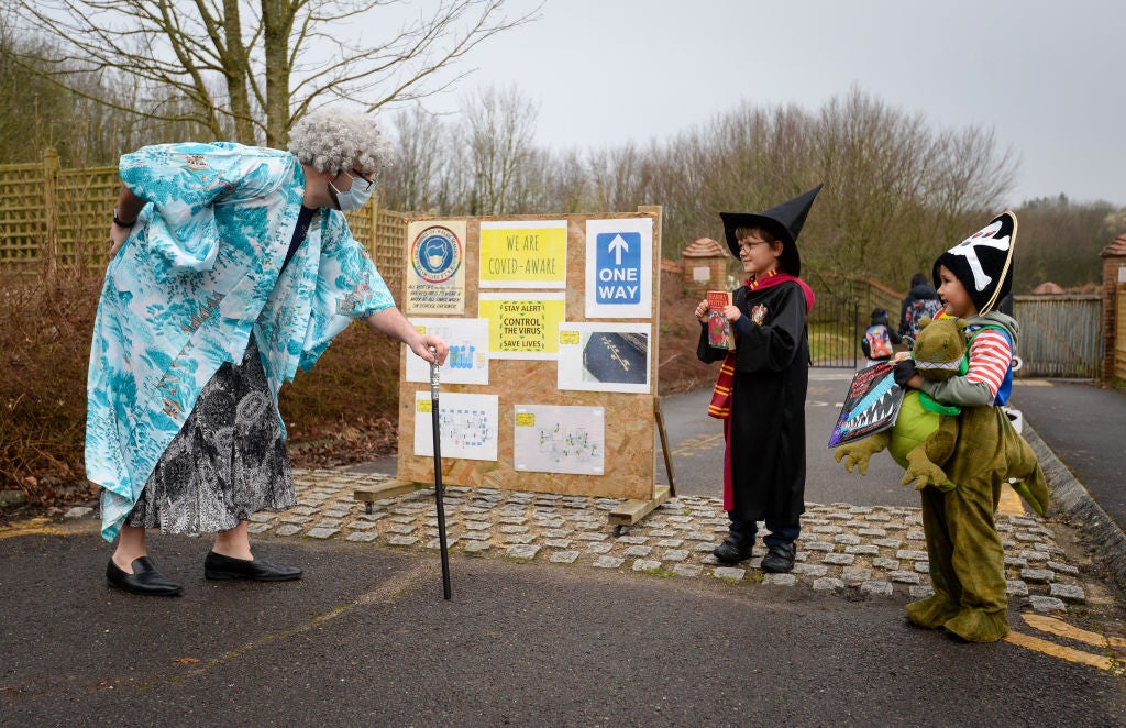 Children of key workers, Henry (4) and Arthur (7), dressed up for World Book Day at The Prince of Wales School in Dorchester but for most children, it will be spent at home this year